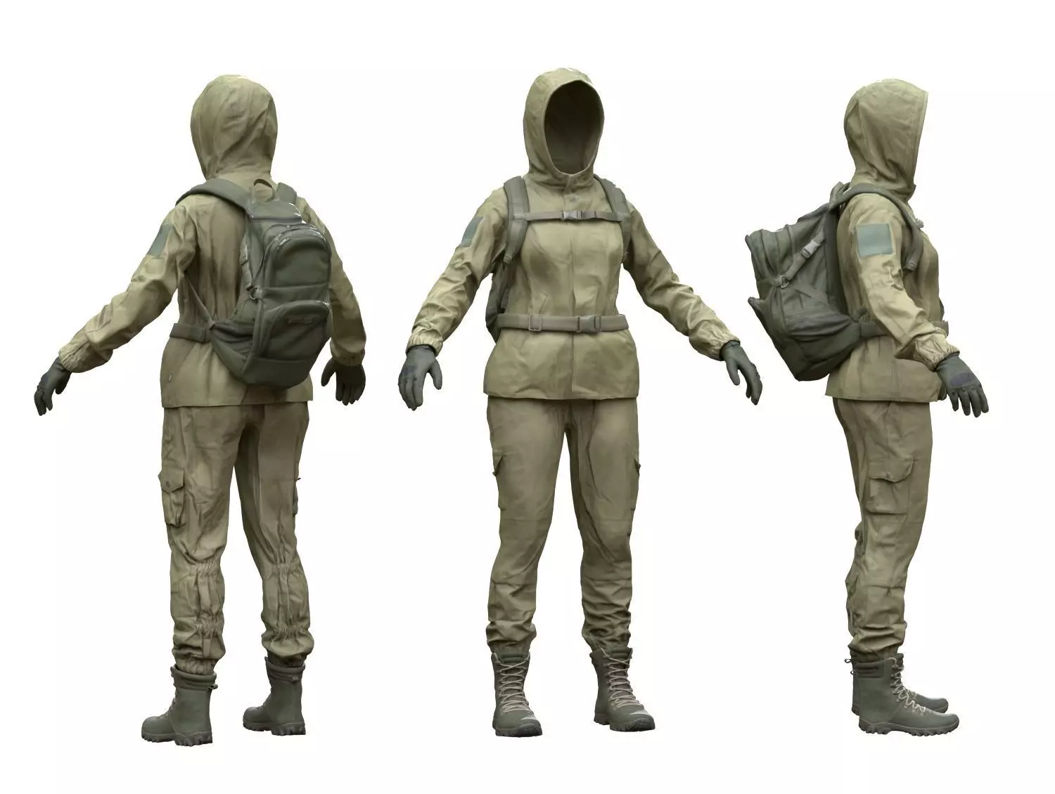 Female Hunting Outfit 2 Low-poly 3D model_0