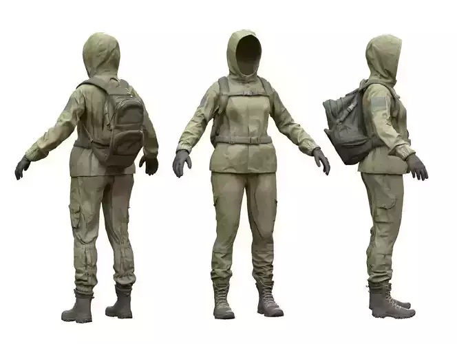 Female Hunting Outfit 2 Low-poly 3D model Female Hunting Outfit 2 Low-poly 3D model