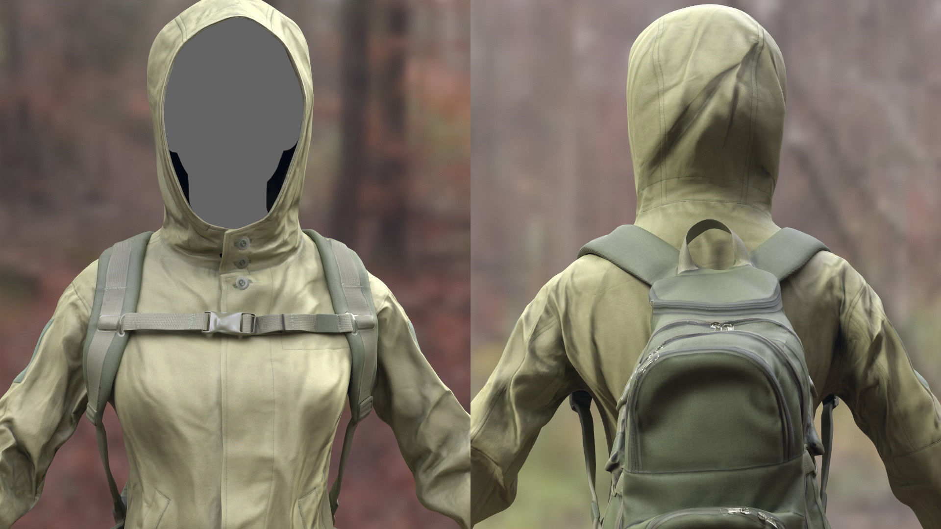 Female Hunting Outfit 2 Low-poly 3D model_6