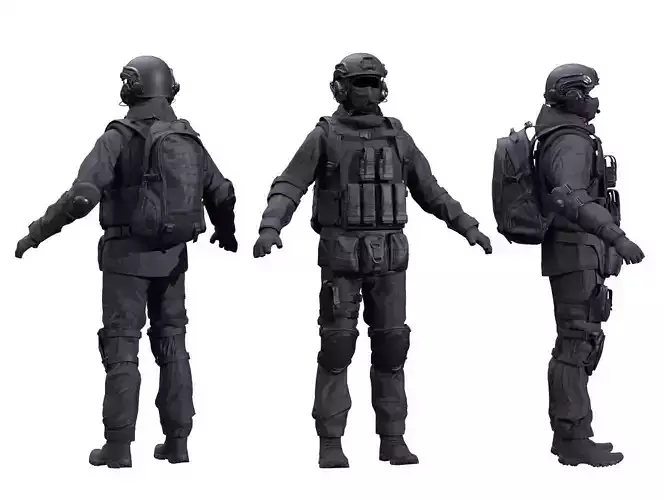 Male Military Outfit 4 Low-poly 3D model