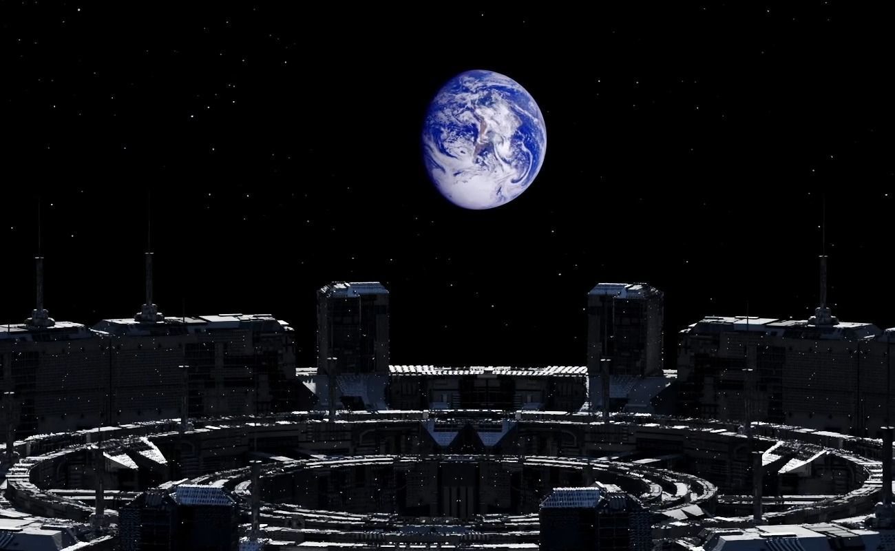 Round Space Station - Sci-Fi Center - Space Base 3D model_4