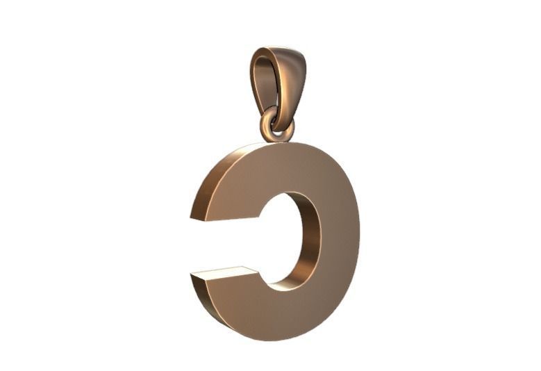 marquee style initial letter C pendant 3D print model_2
