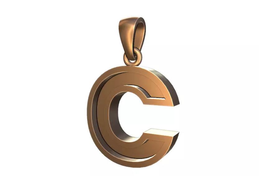 marquee style initial letter C pendant 3D print model_0