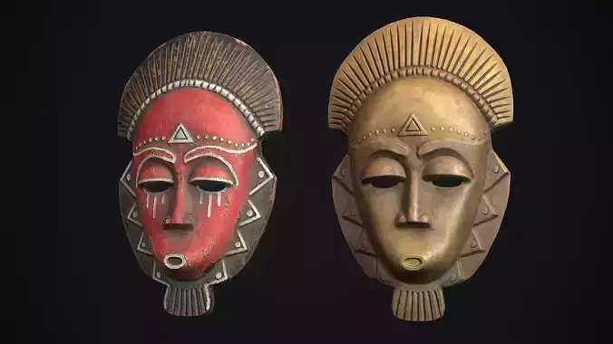 African mask 3 Low-poly 3D model