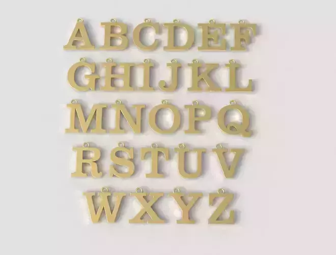 Alphabet 26 Letters Pendants - 12mm