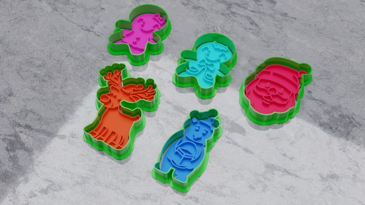 Cortantes de navidad galletas navidad moldes merry christmas 3D print model_1