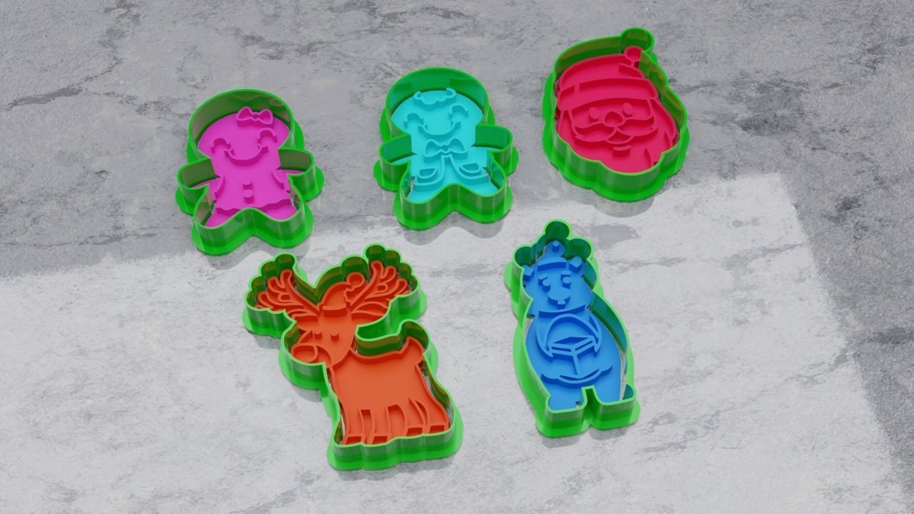 Cortantes de navidad galletas navidad moldes merry christmas 3D print model_2