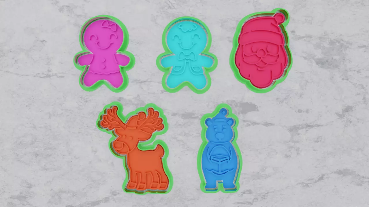 Cortantes de navidad galletas navidad moldes merry christmas 3D print model_0