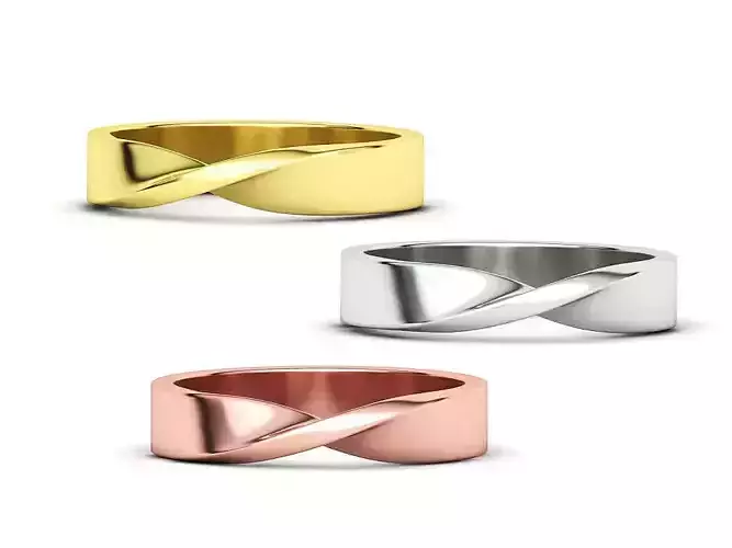 Twist Wedding Band Mobius Wedding Band 4mm wide 3D print model 3D print model