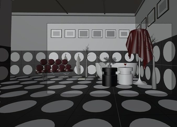 bathroom corner saloon style bathtub 3D model