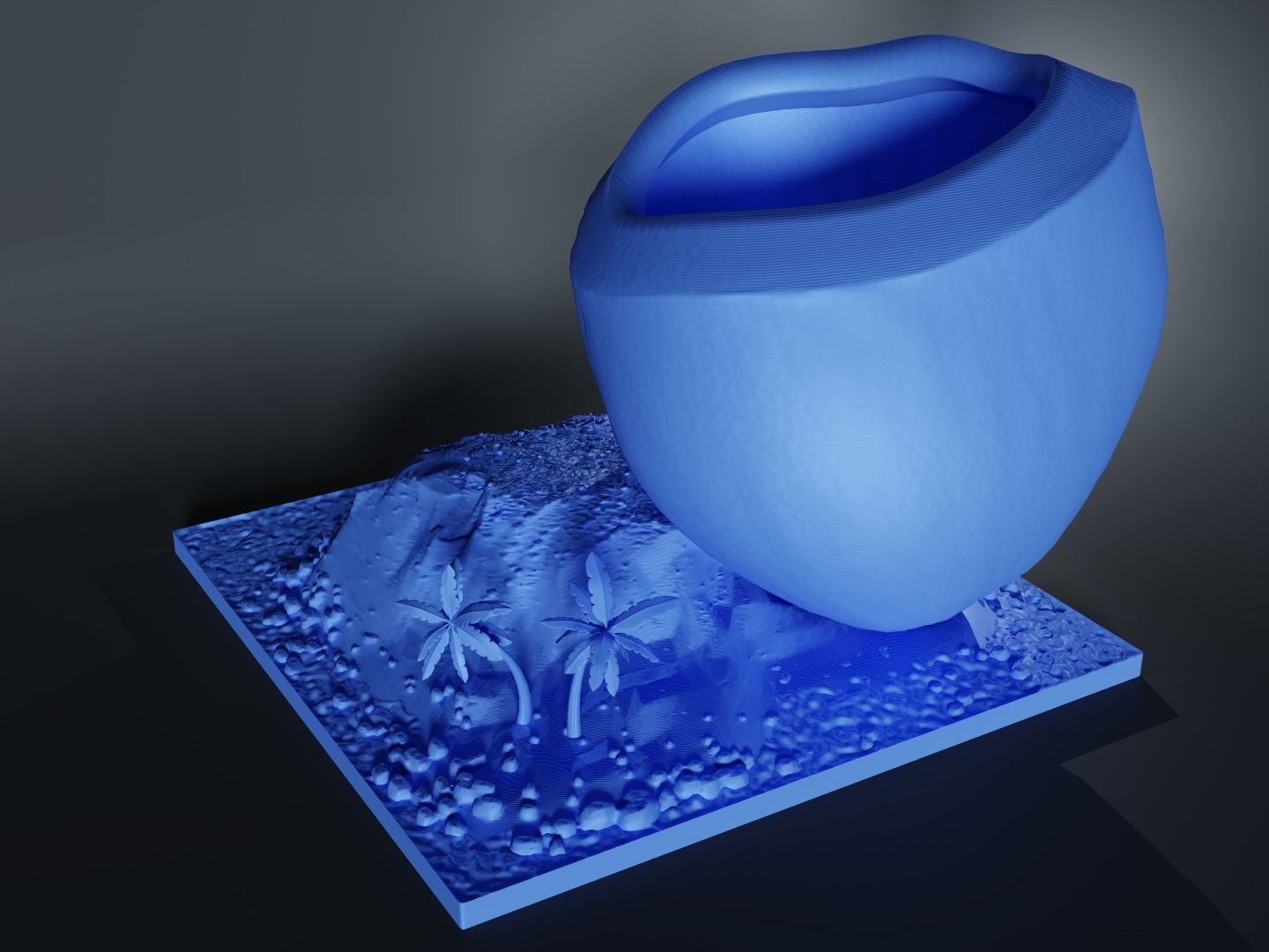 Creative Coco-Island Pen Holder 3D print model_1