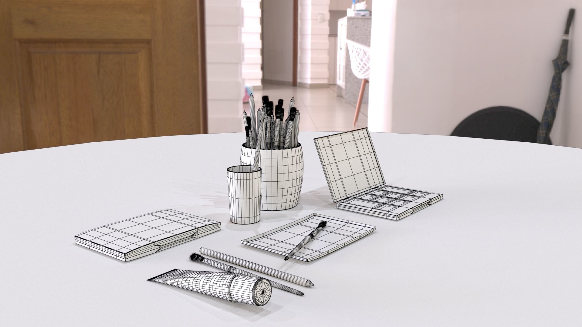 Painting set 3D model_1