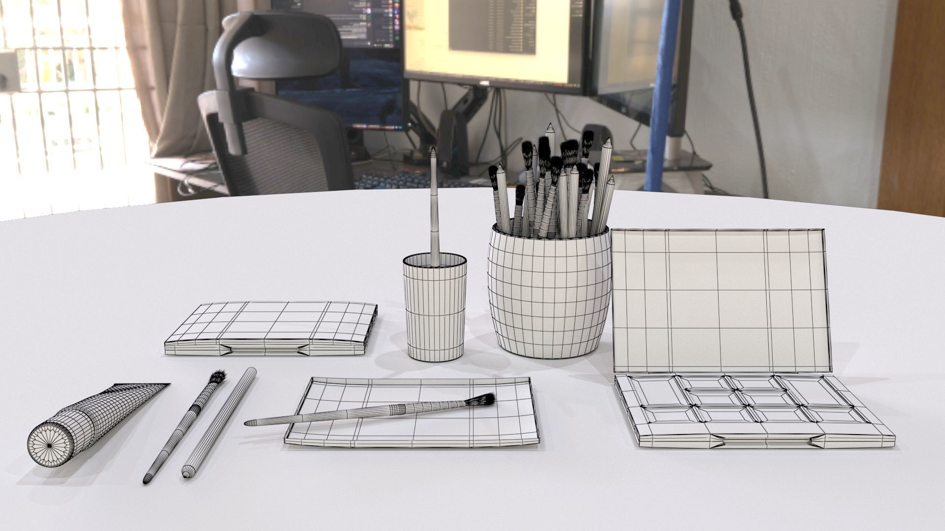 Painting set 3D model_3