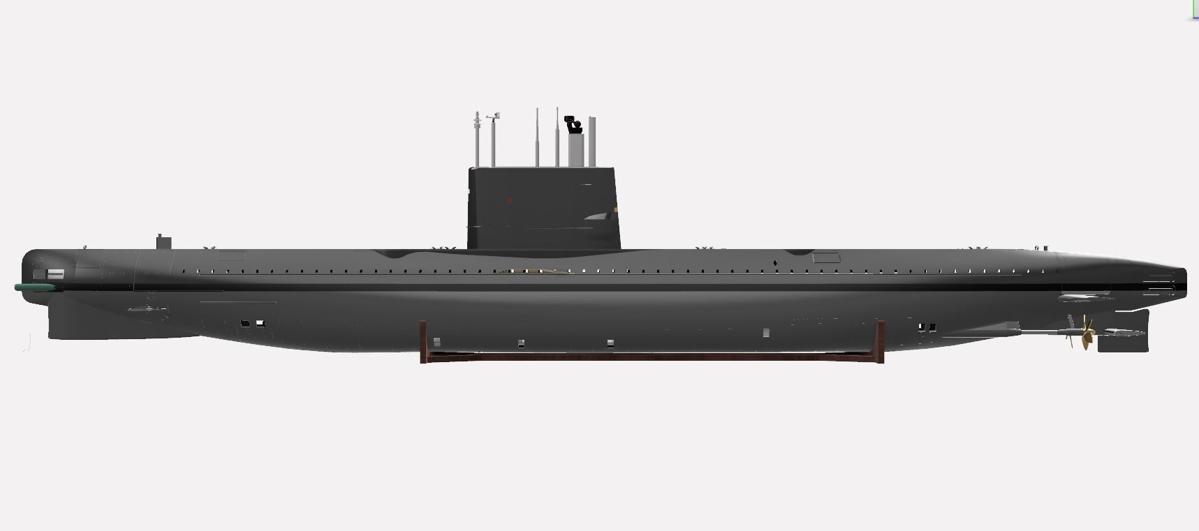 3 Cylinder Class submarine static model 1-100 scale 3D print model_4