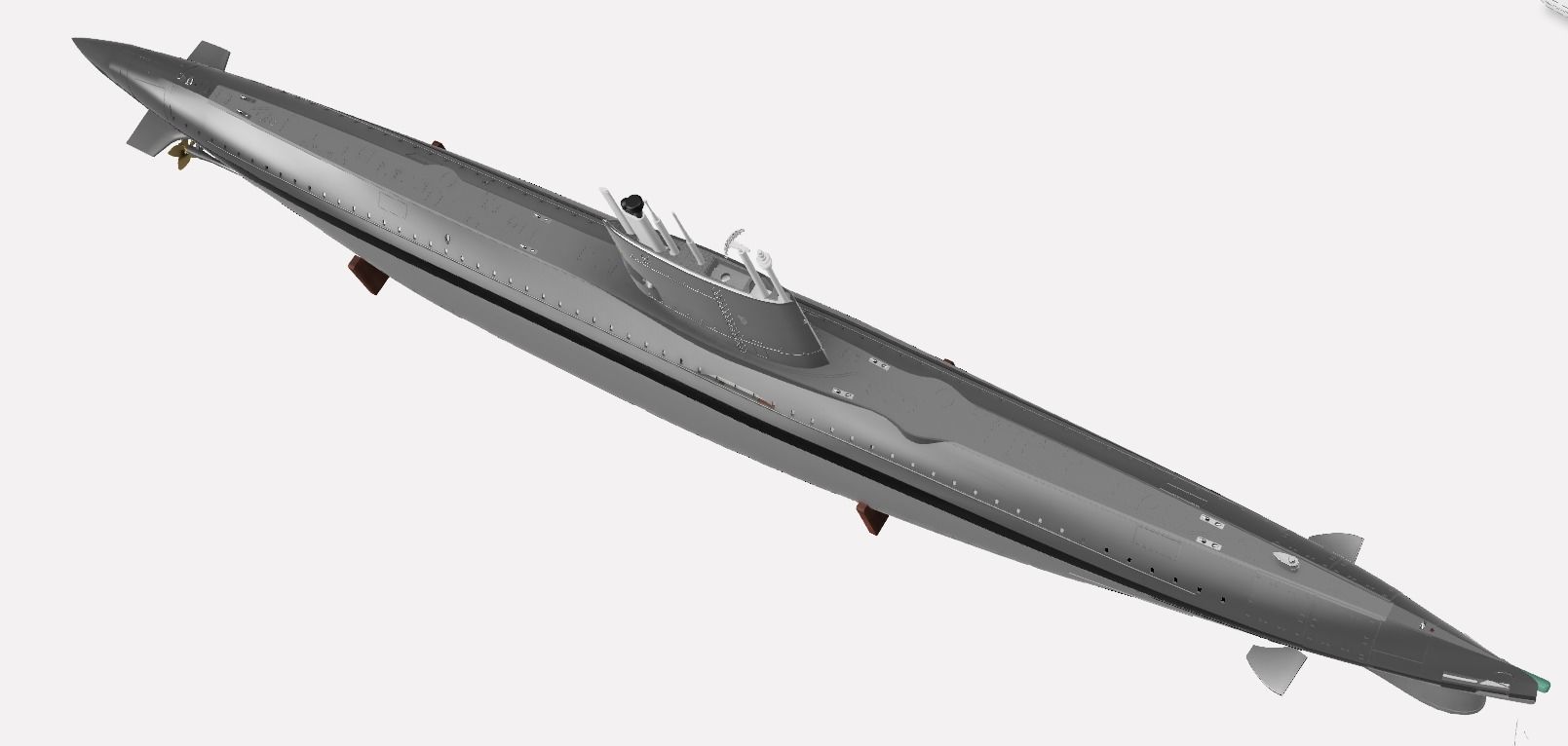 3 Cylinder Class submarine static model 1-100 scale 3D print model_3