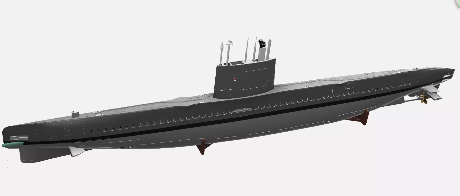 3 Cylinder Class submarine static model 1-100 scale 3D print model_0