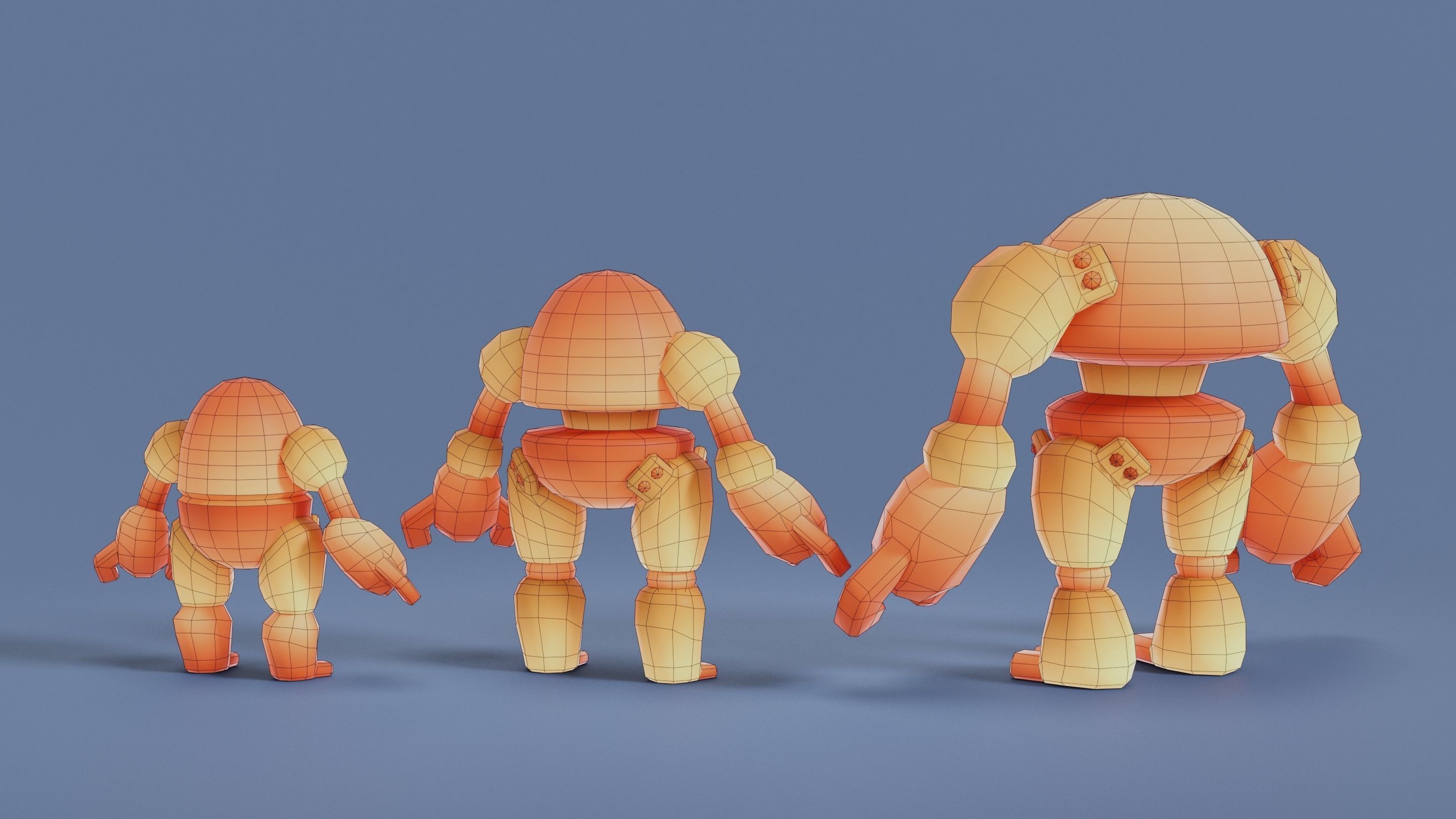 Cartoon Robots Pack 02 Low-poly 3D model_18