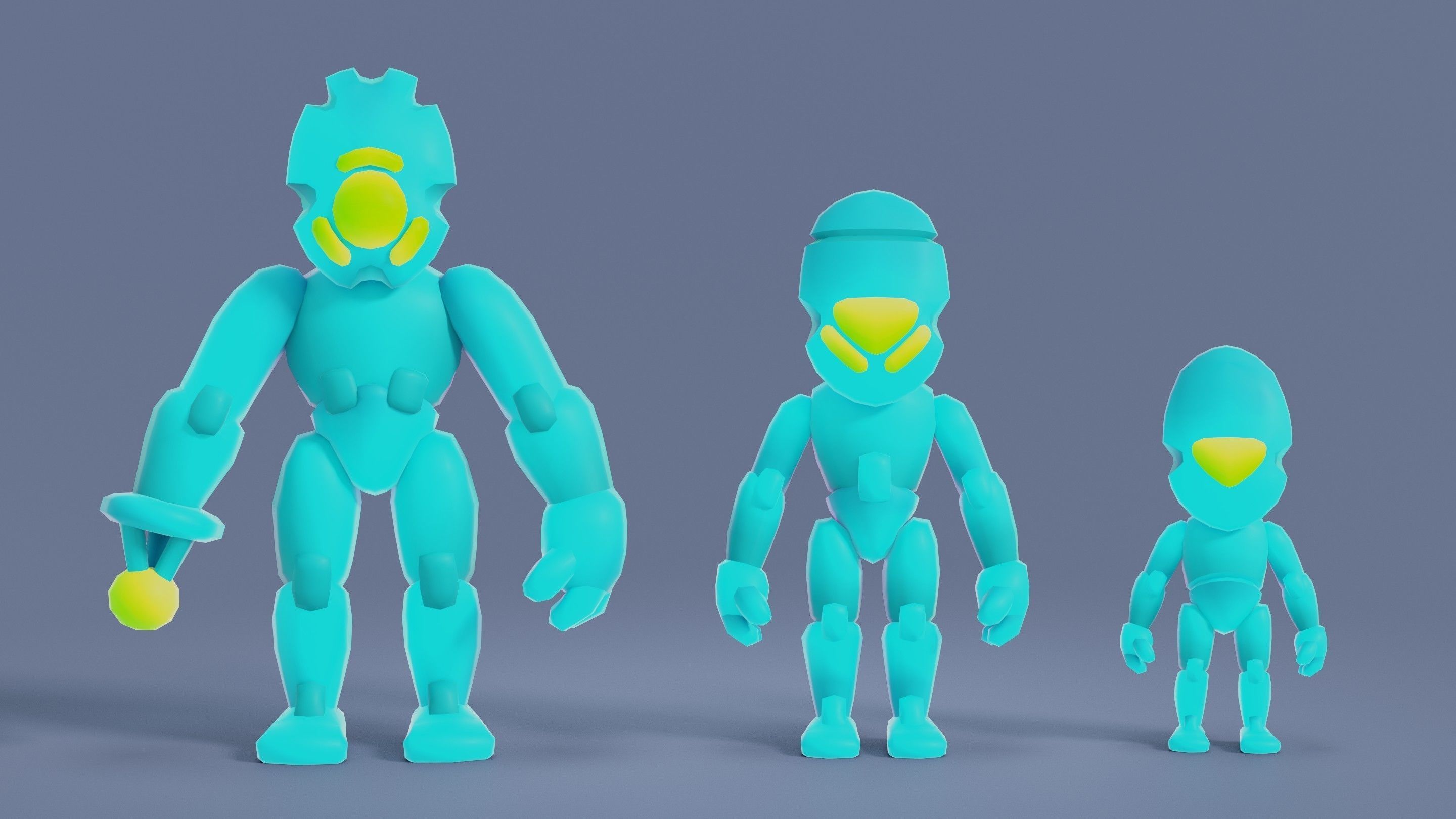 Cartoon Robots Pack 02 Low-poly 3D model_70