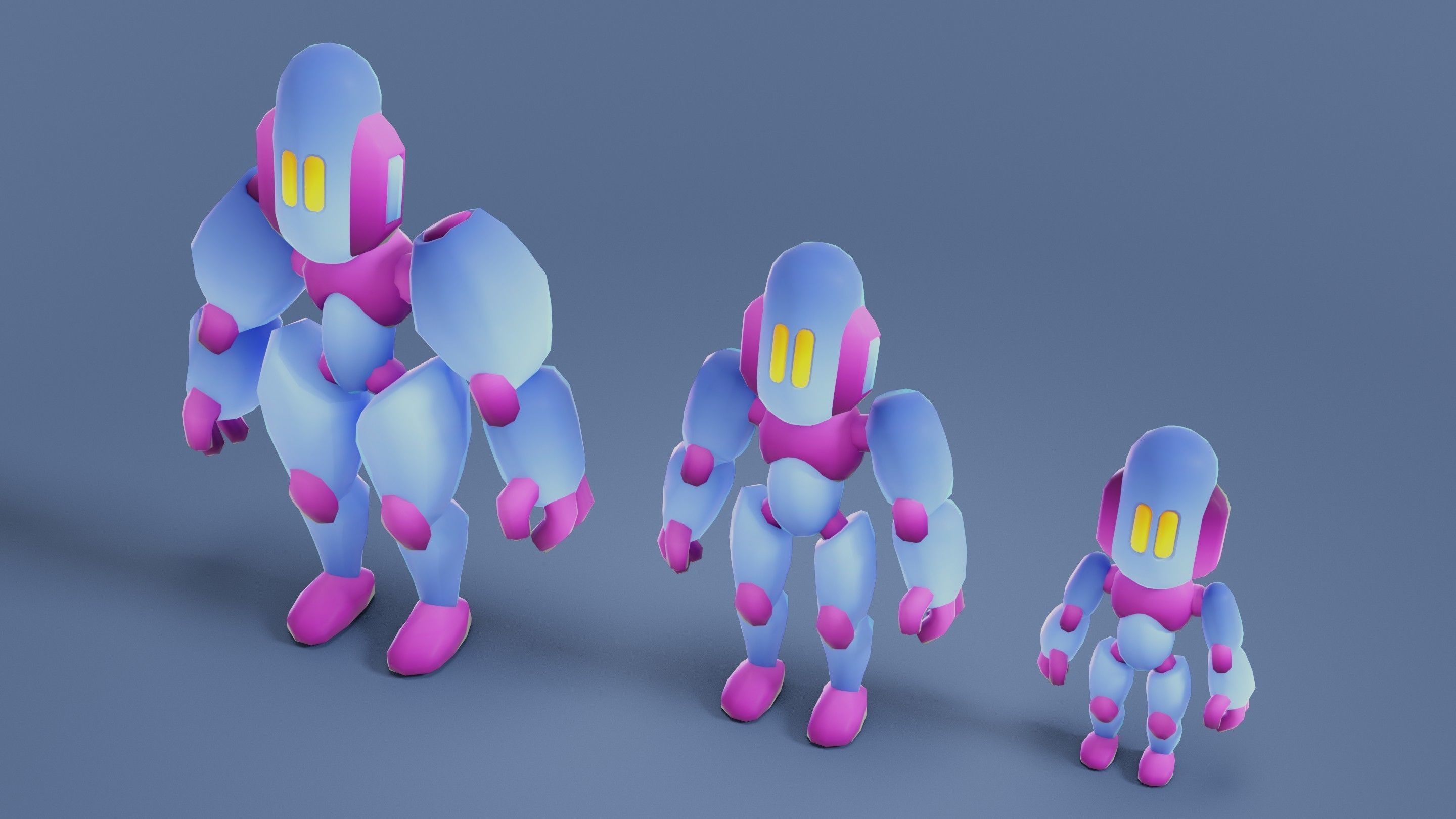 Cartoon Robots Pack 02 Low-poly 3D model_25