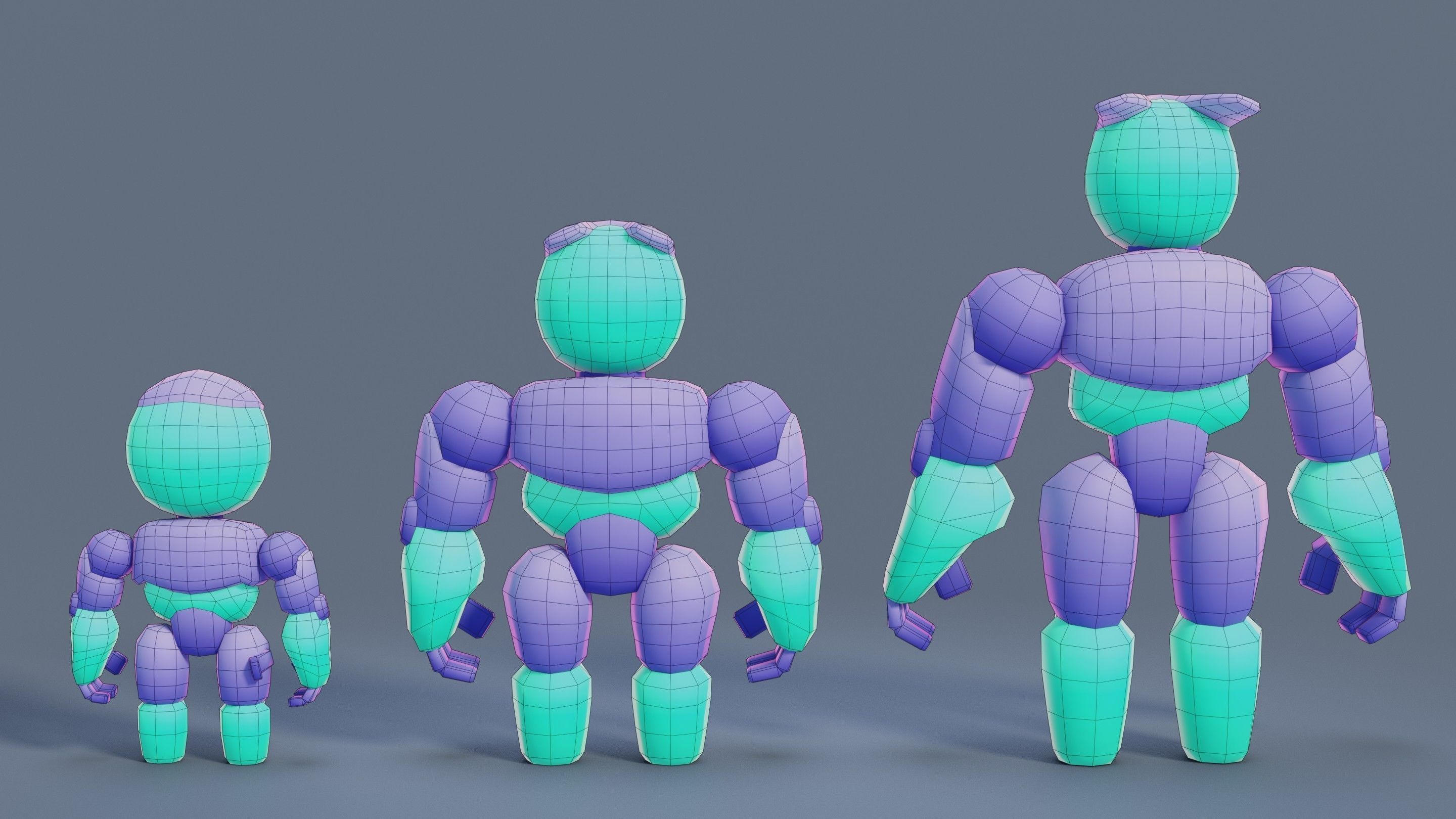 Cartoon Robots Pack 02 Low-poly 3D model_42