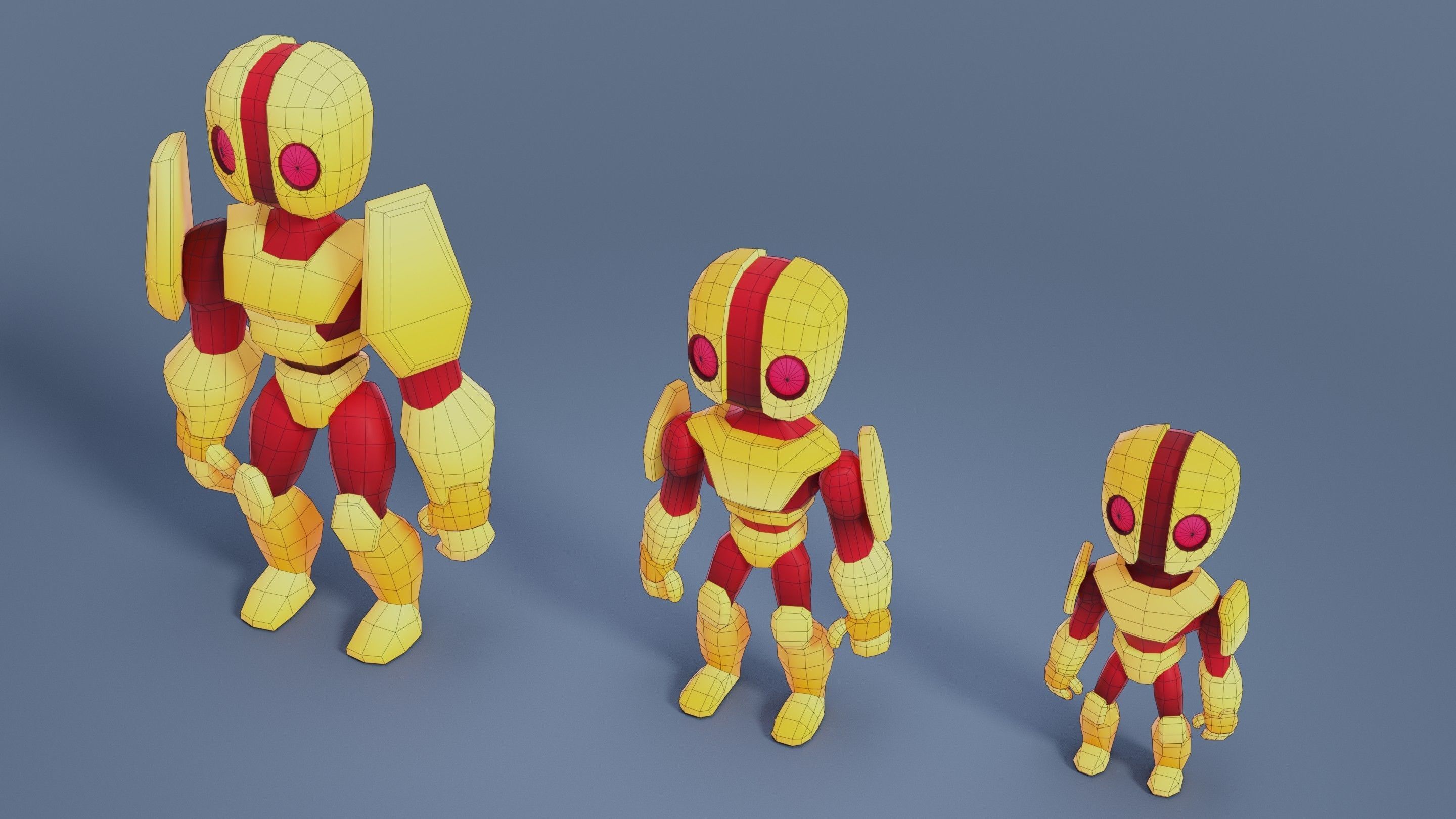 Cartoon Robots Pack 02 Low-poly 3D model_44