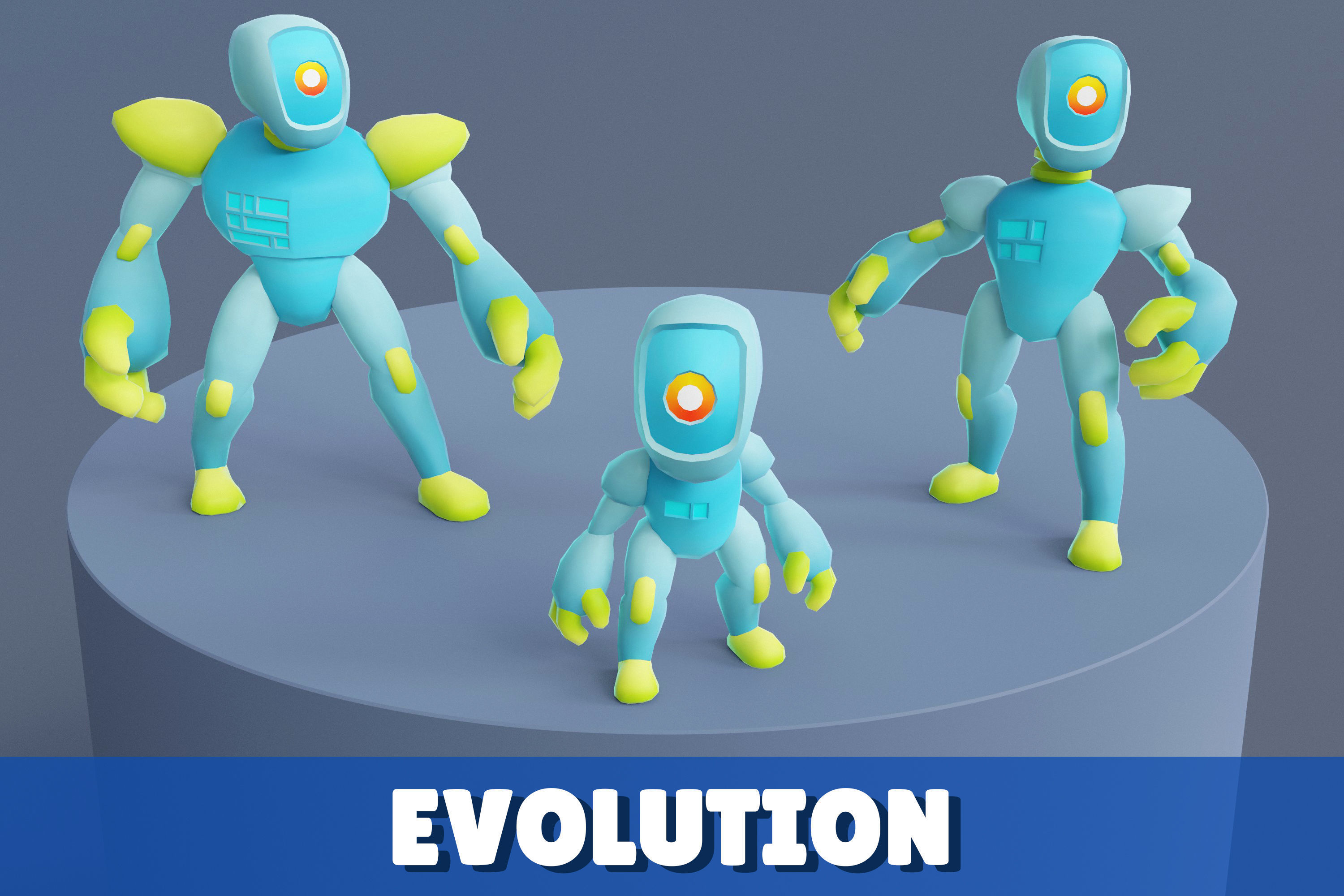 Cartoon Robots Pack 02 Low-poly 3D model_4