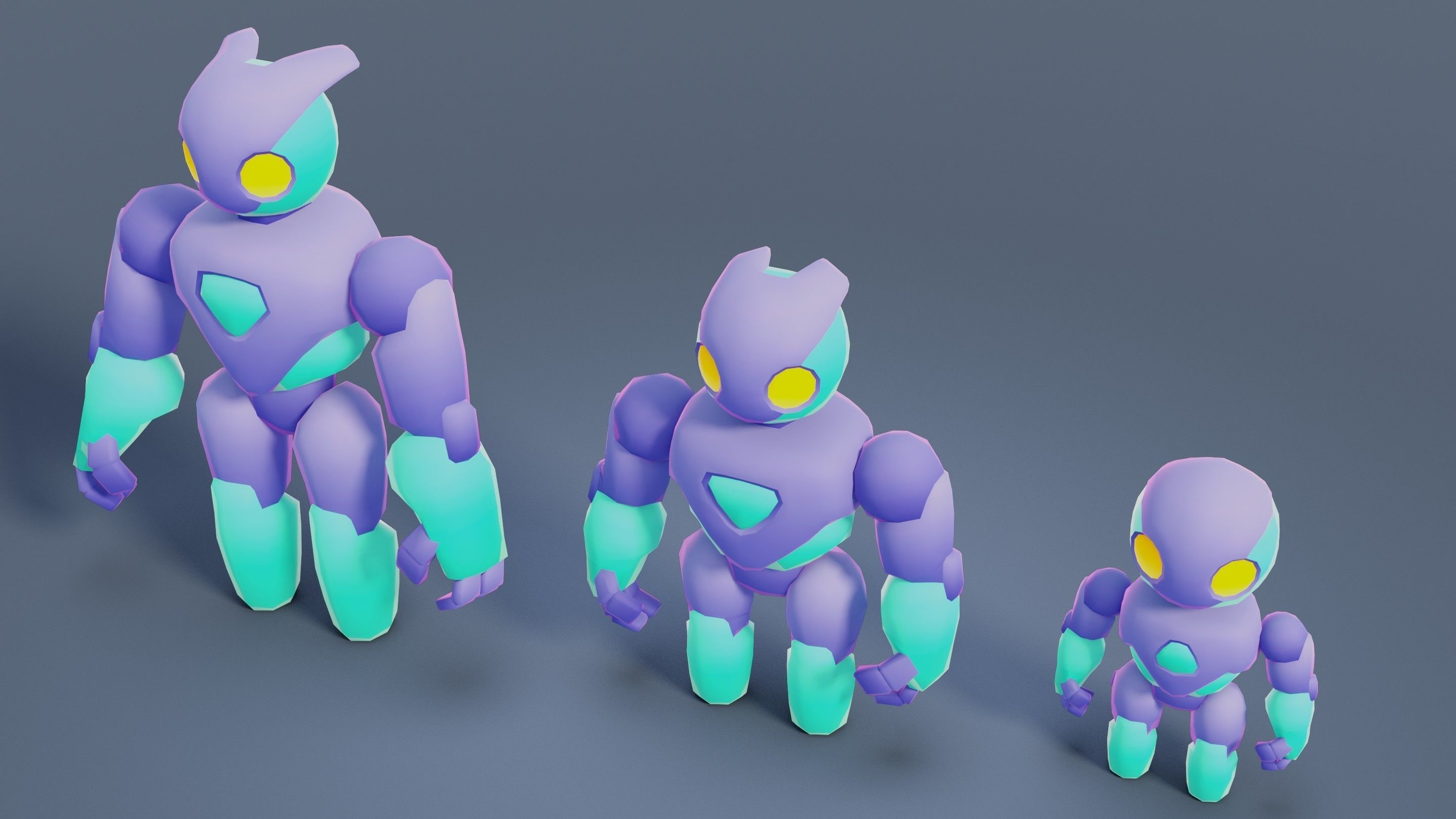 Cartoon Robots Pack 02 Low-poly 3D model_37