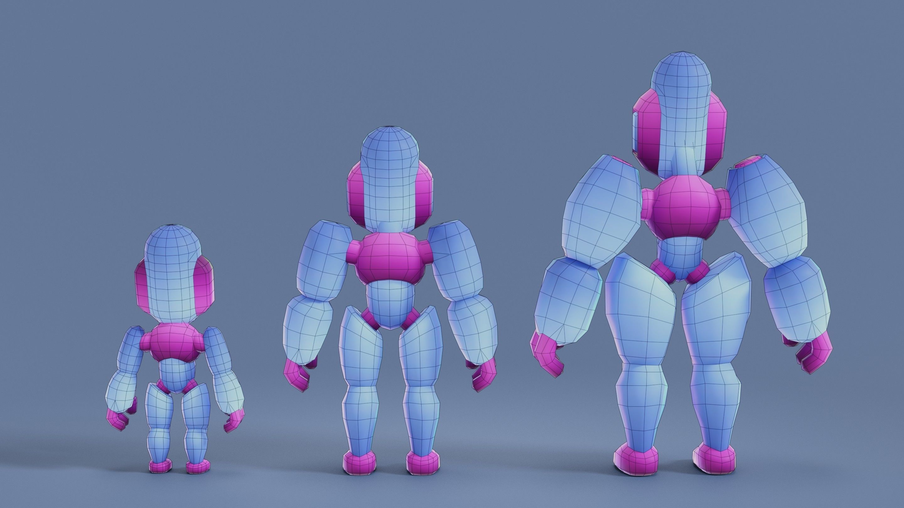 Cartoon Robots Pack 02 Low-poly 3D model_30