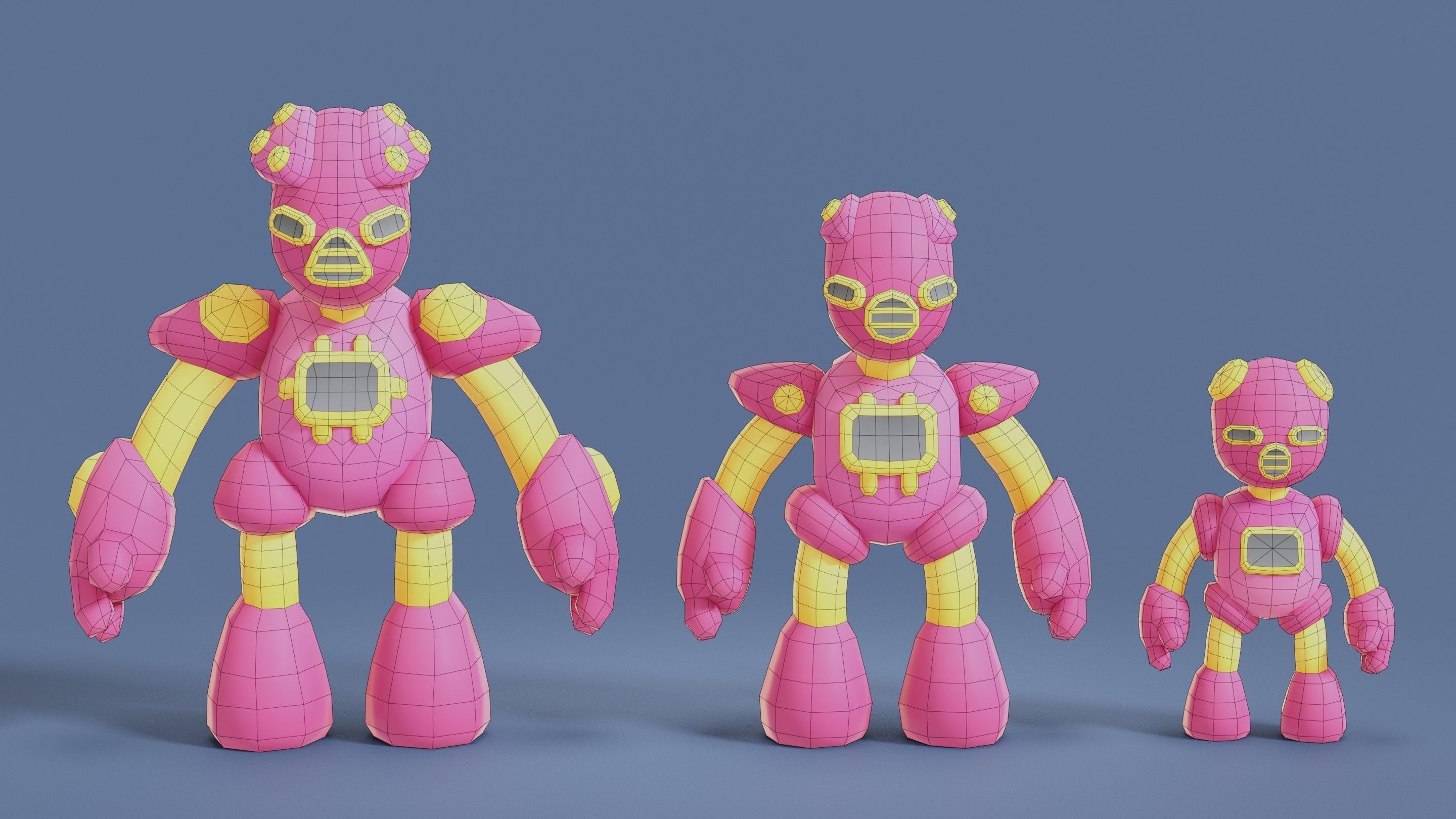 Cartoon Robots Pack 02 Low-poly 3D model_58