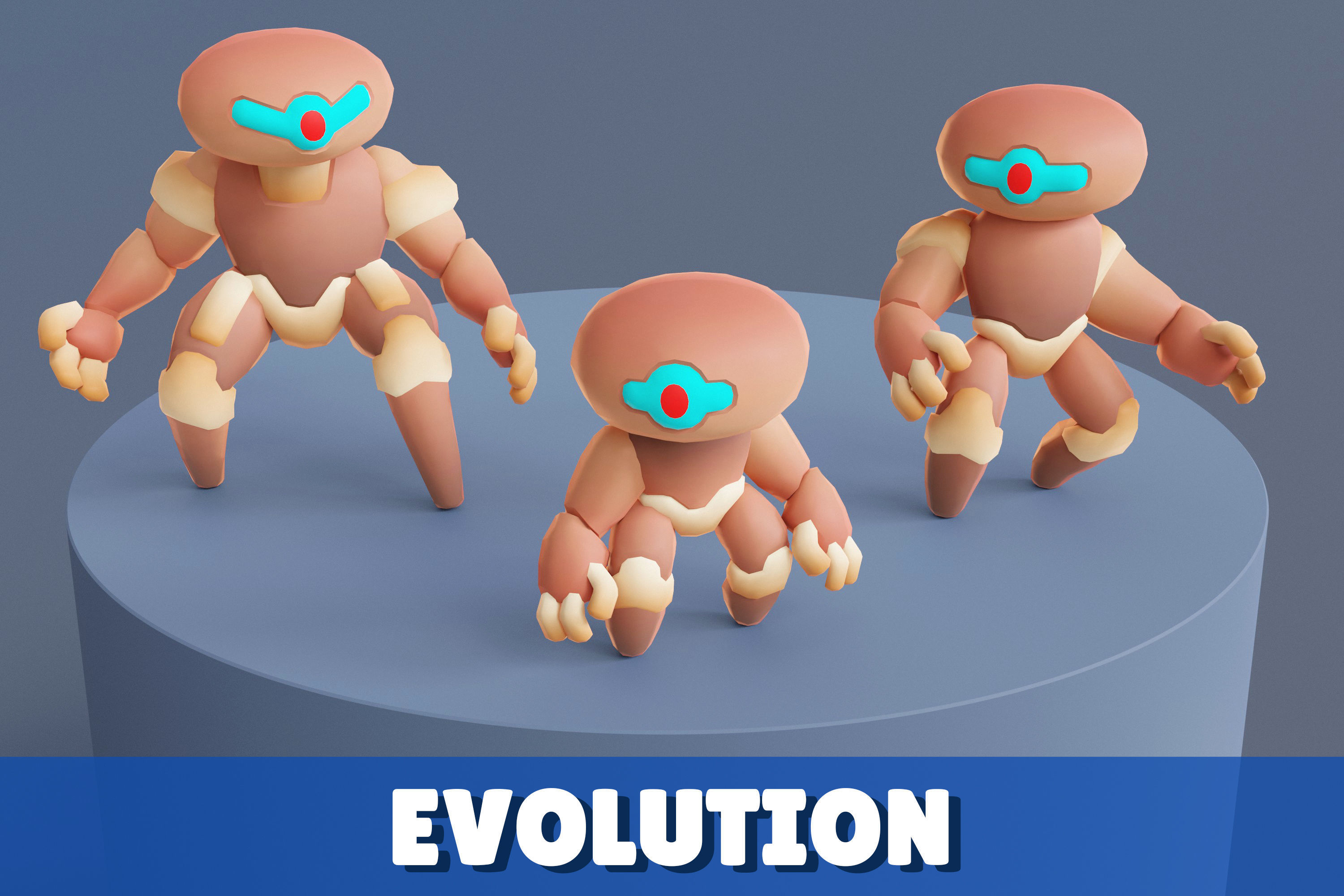 Cartoon Robots Pack 02 Low-poly 3D model_12