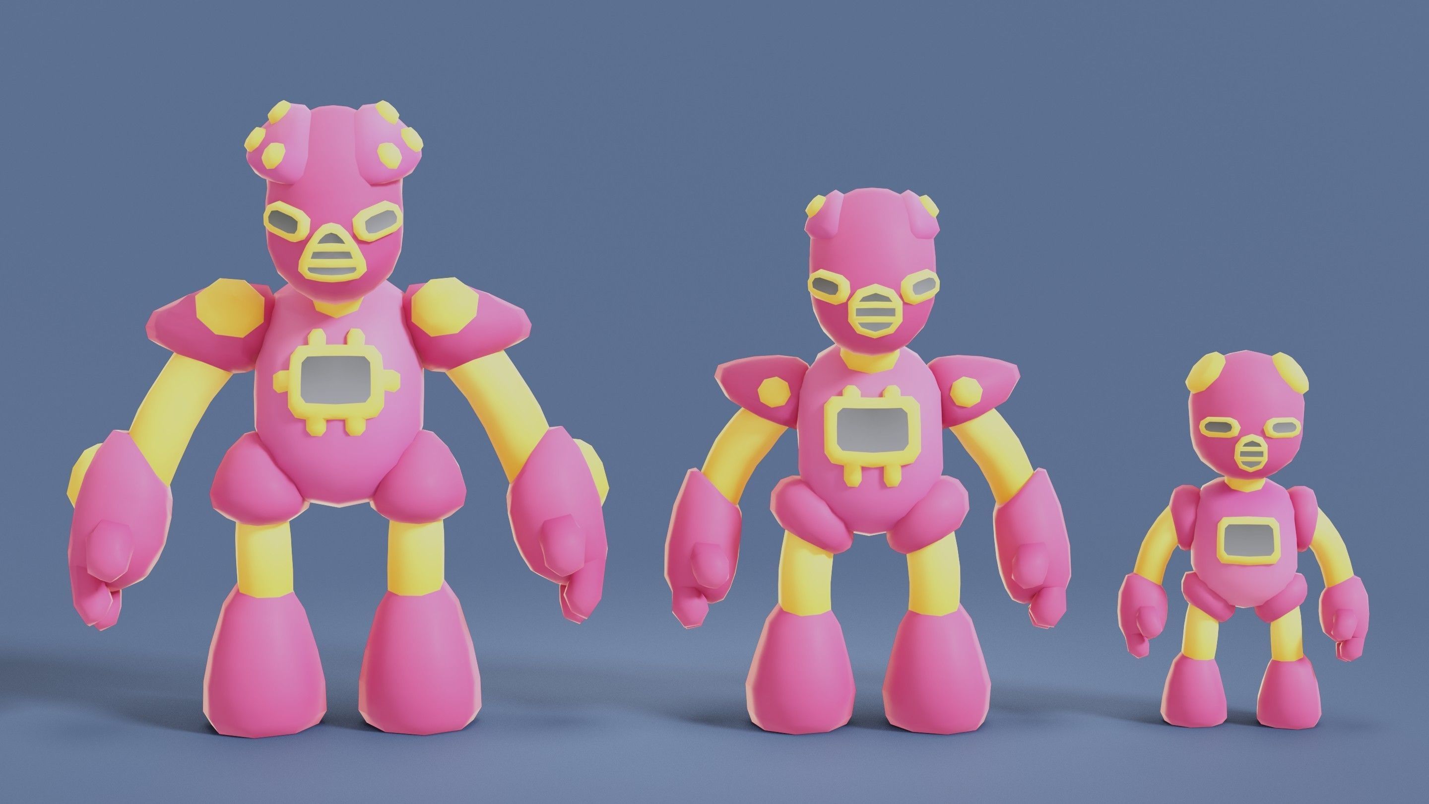 Cartoon Robots Pack 02 Low-poly 3D model_57