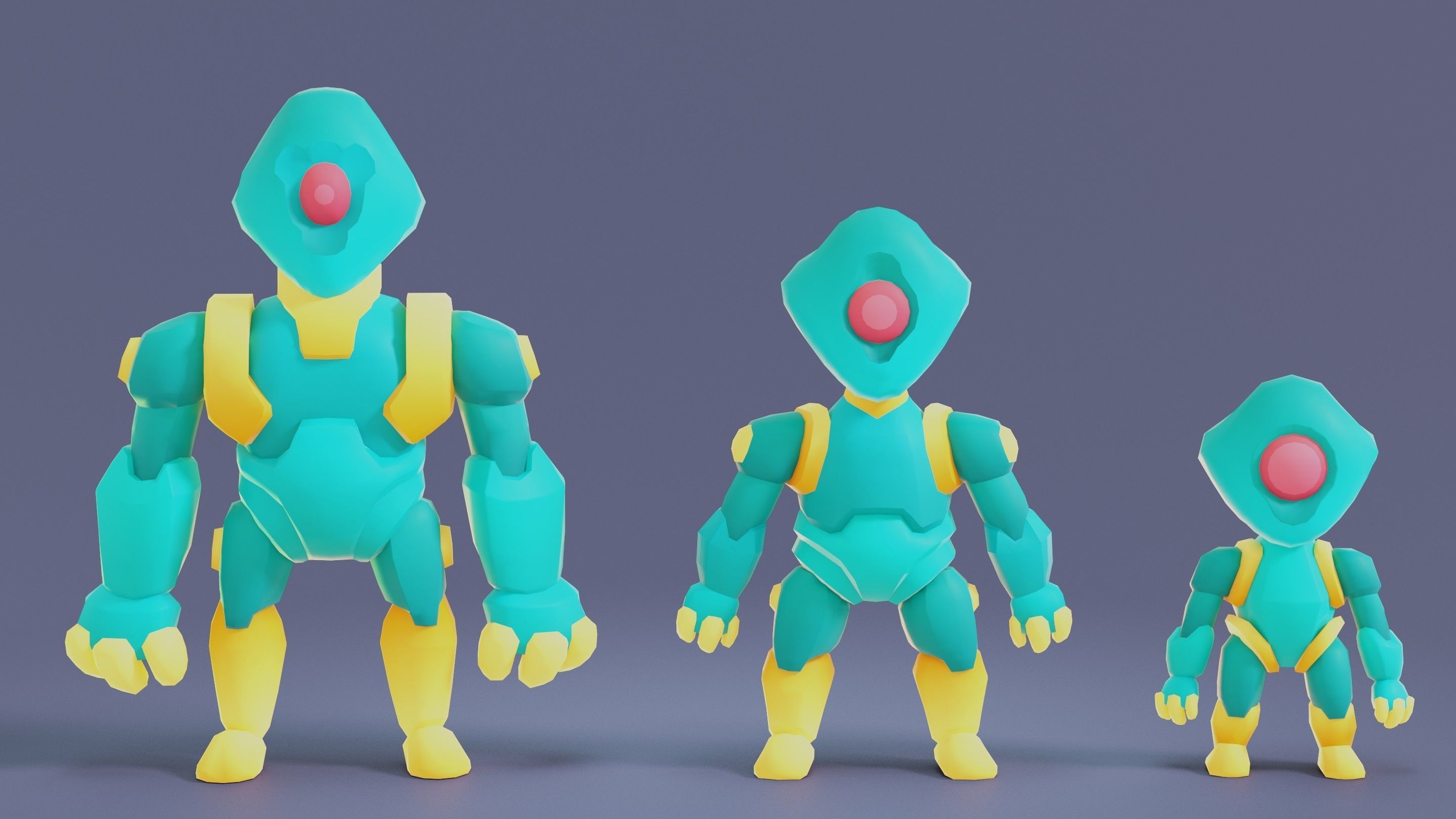 Cartoon Robots Pack 02 Low-poly 3D model_51