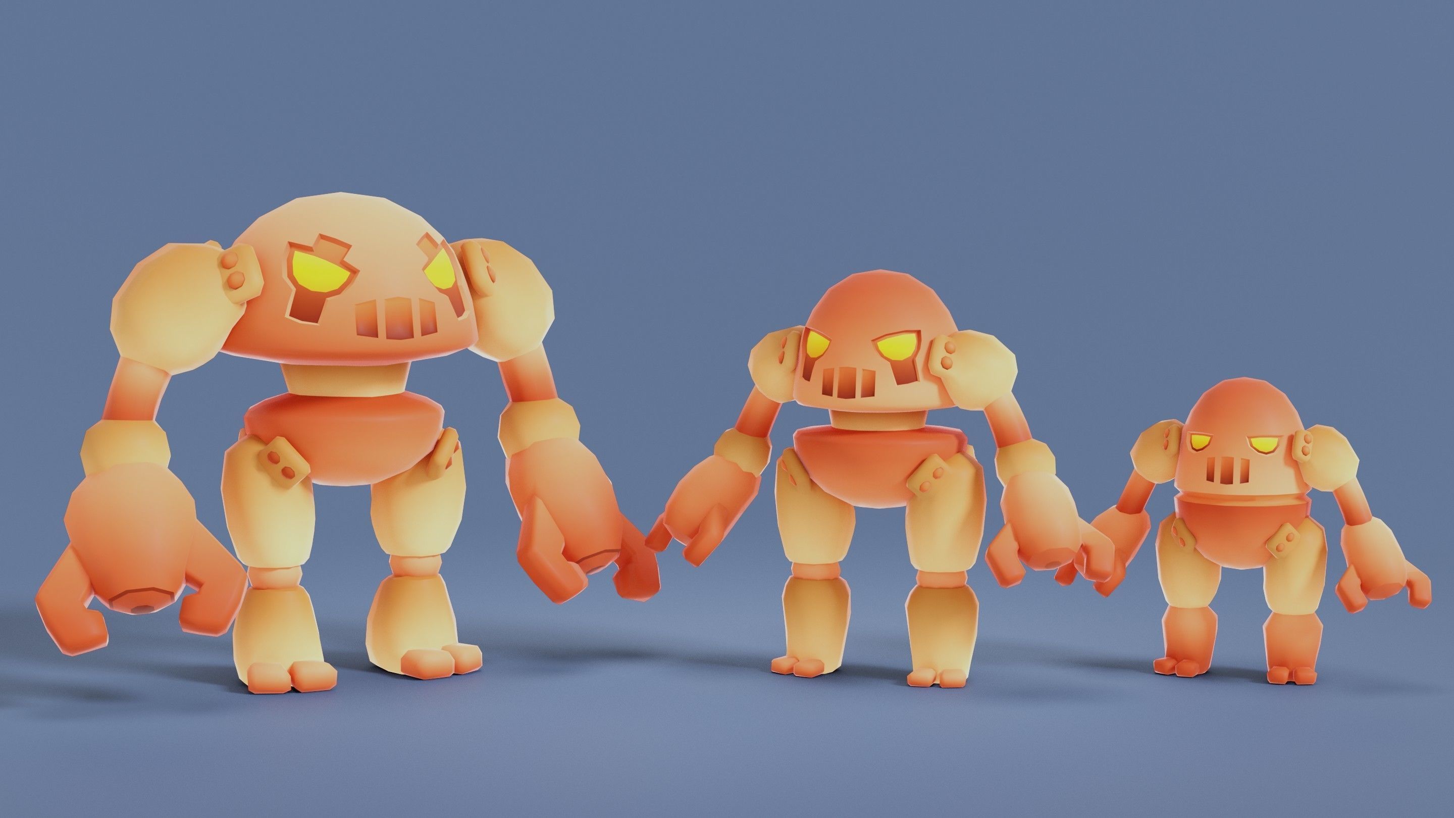Cartoon Robots Pack 02 Low-poly 3D model_15
