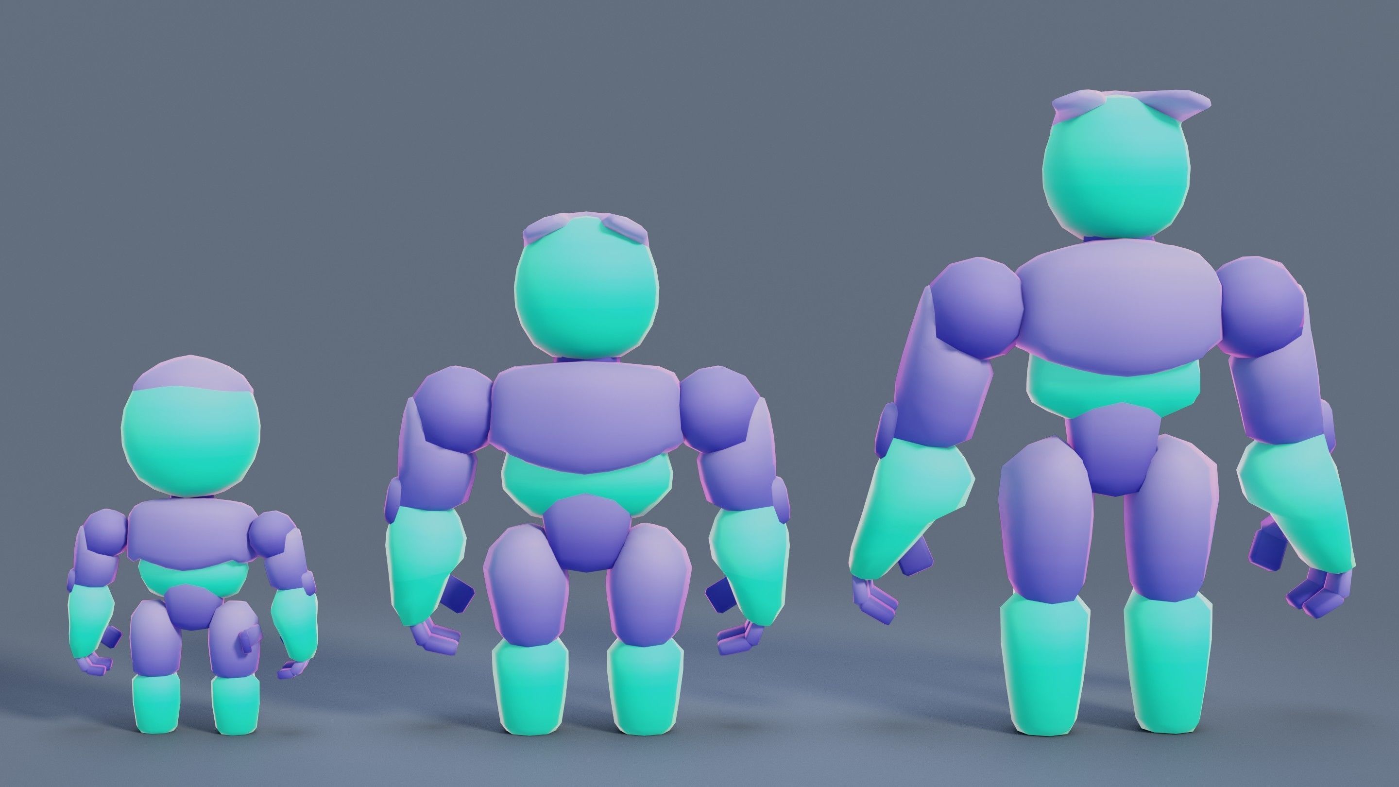 Cartoon Robots Pack 02 Low-poly 3D model_41