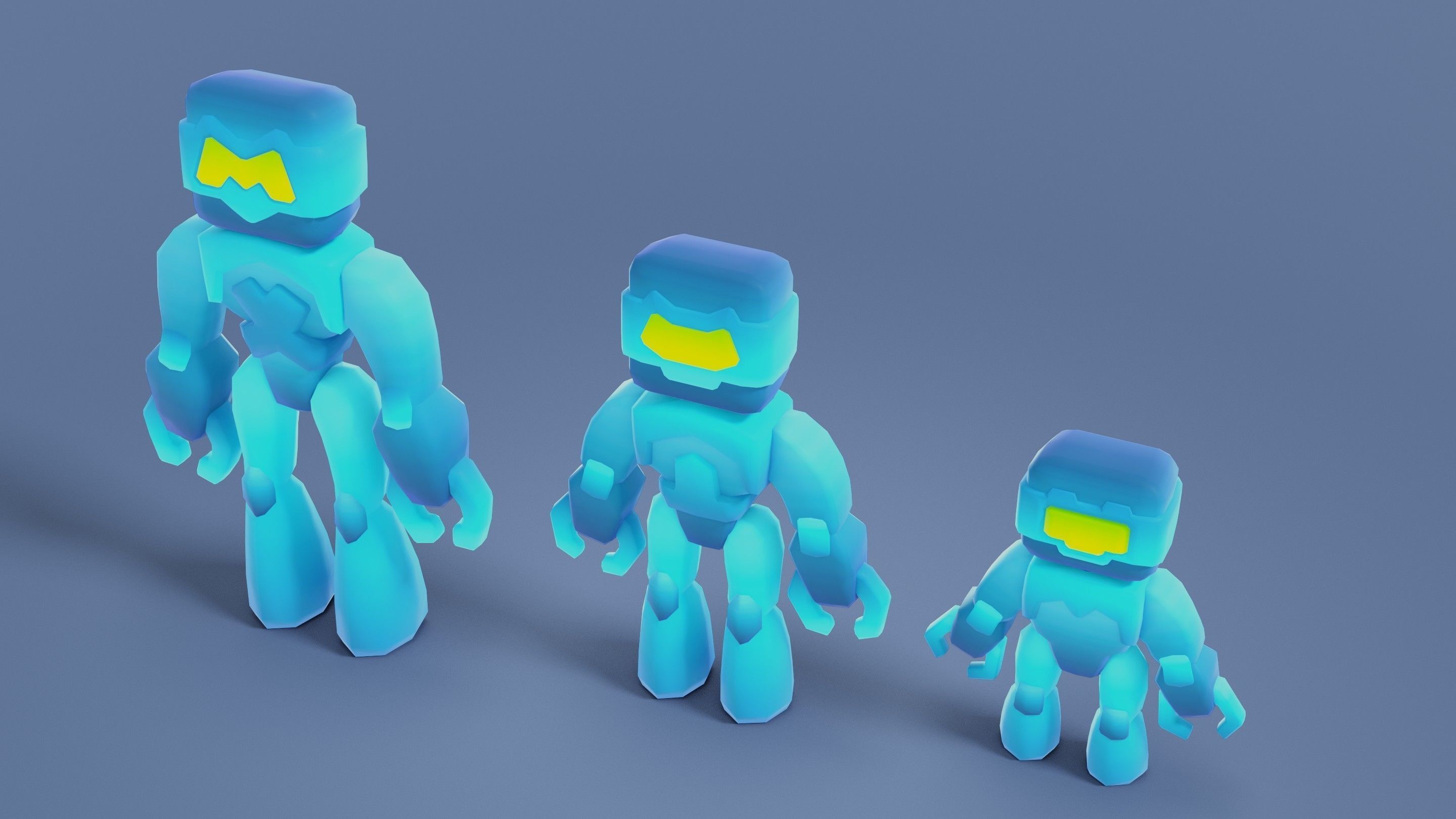 Cartoon Robots Pack 02 Low-poly 3D model_31