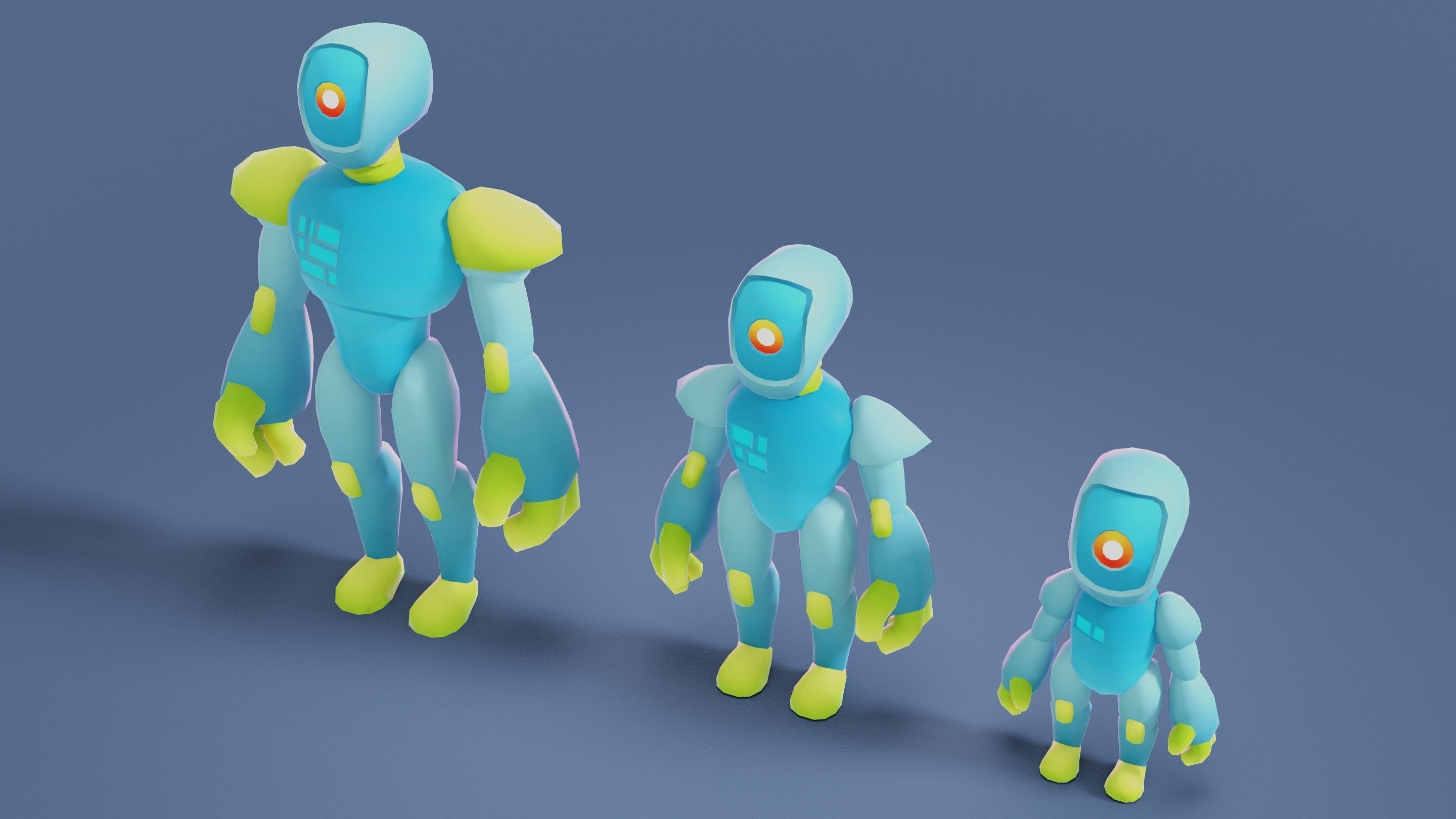 Cartoon Robots Pack 02 Low-poly 3D model_19