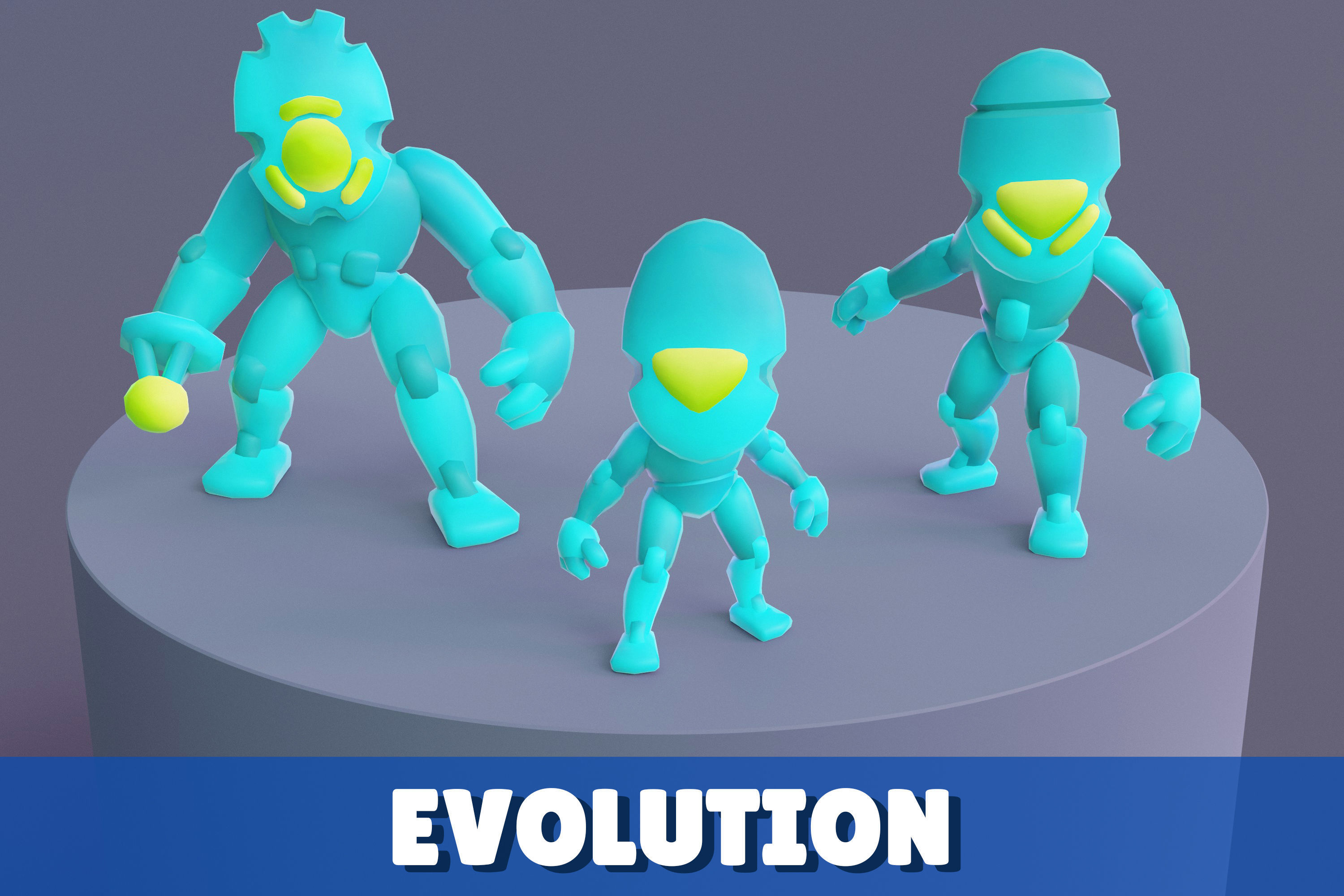 Cartoon Robots Pack 02 Low-poly 3D model_11