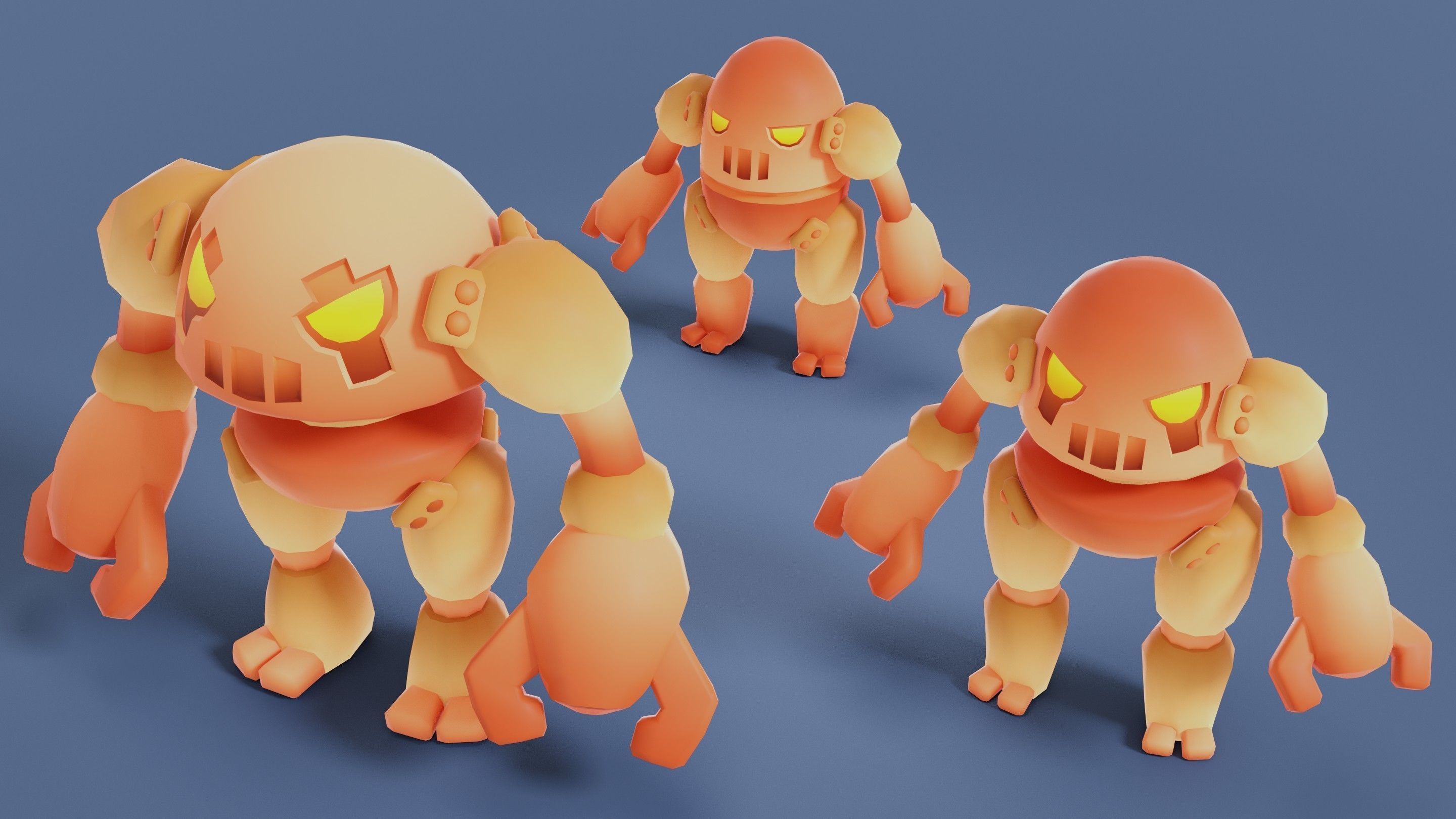Cartoon Robots Pack 02 Low-poly 3D model_13