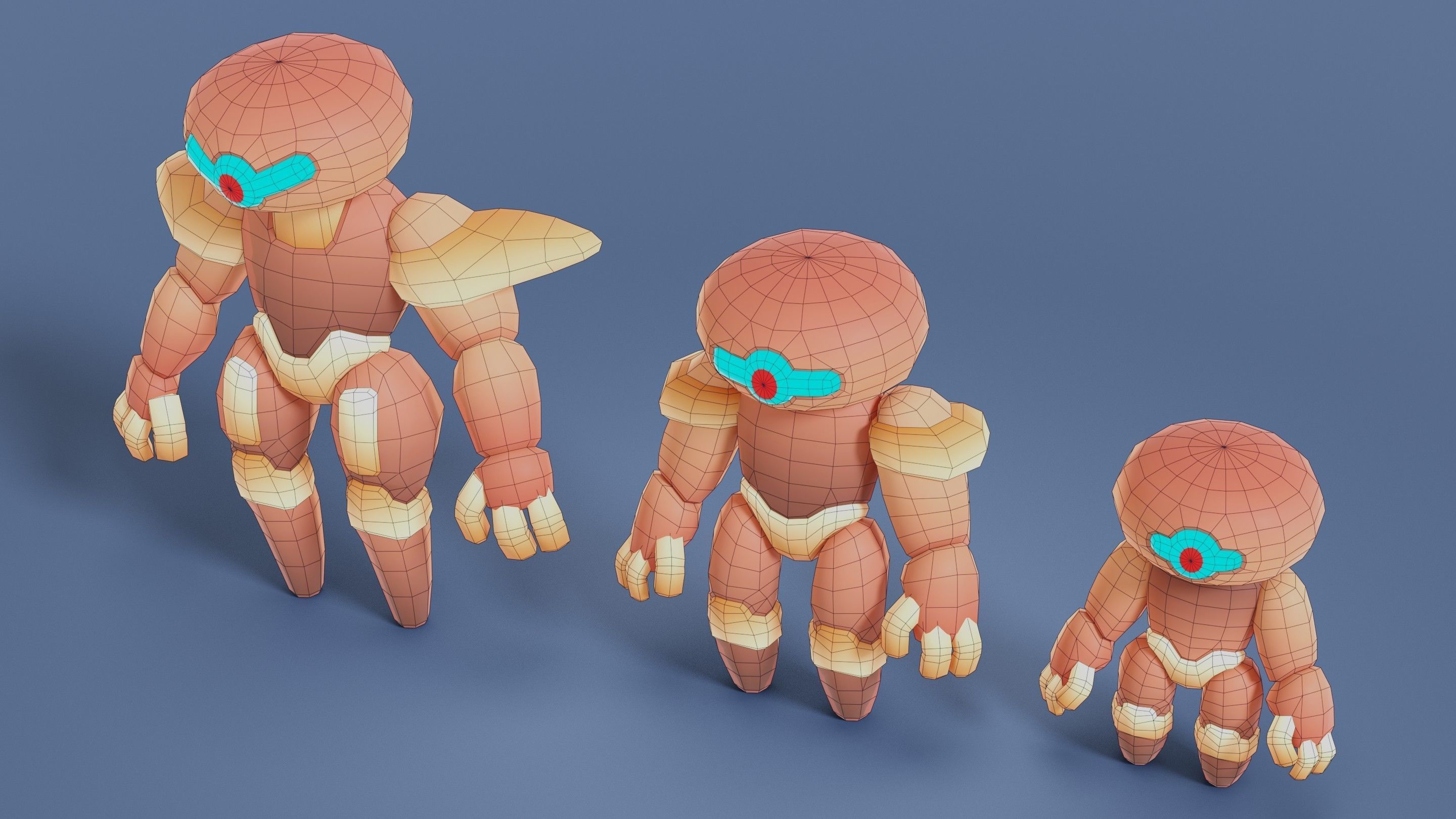 Cartoon Robots Pack 02 Low-poly 3D model_62