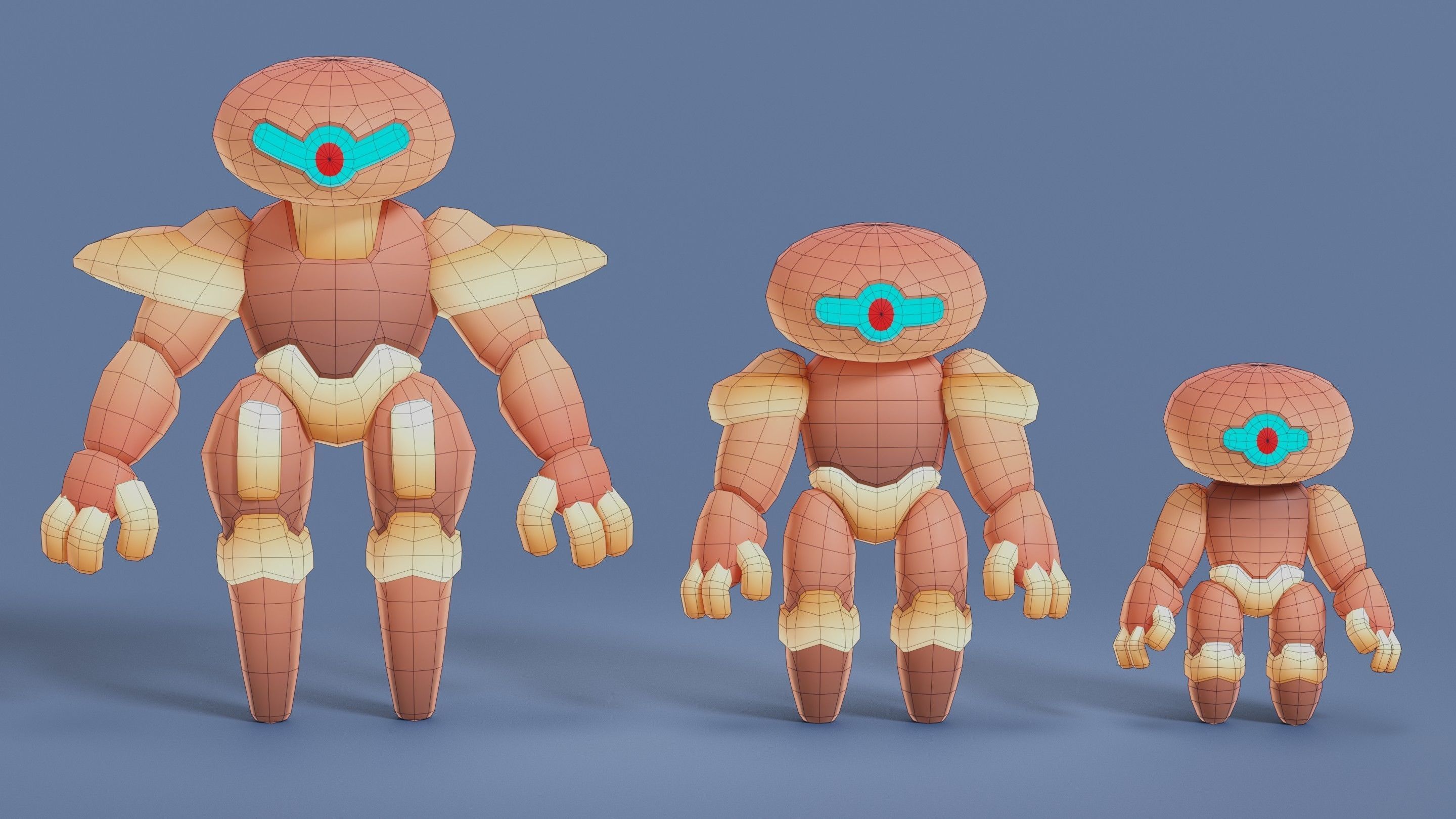 Cartoon Robots Pack 02 Low-poly 3D model_64