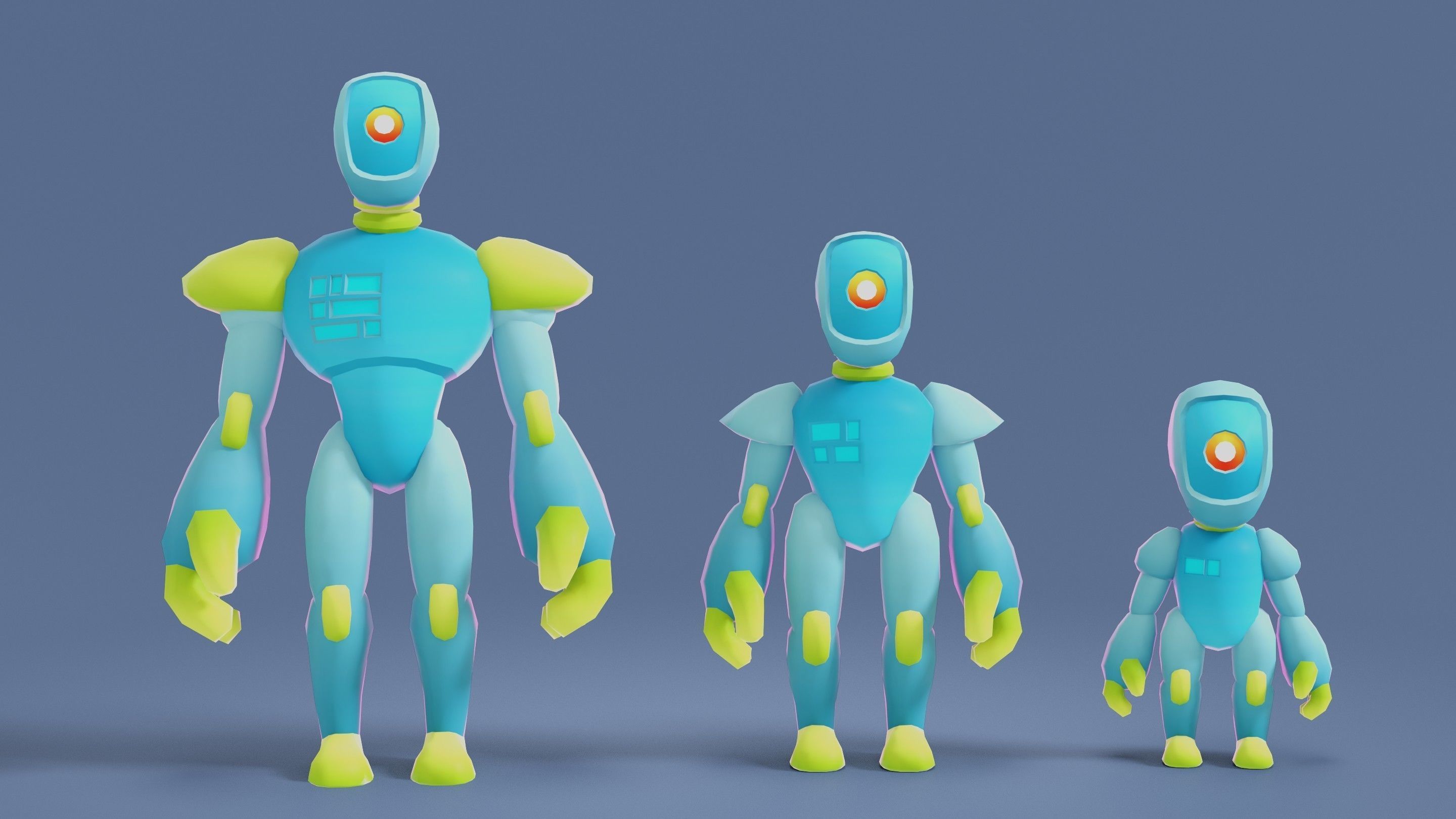 Cartoon Robots Pack 02 Low-poly 3D model_21