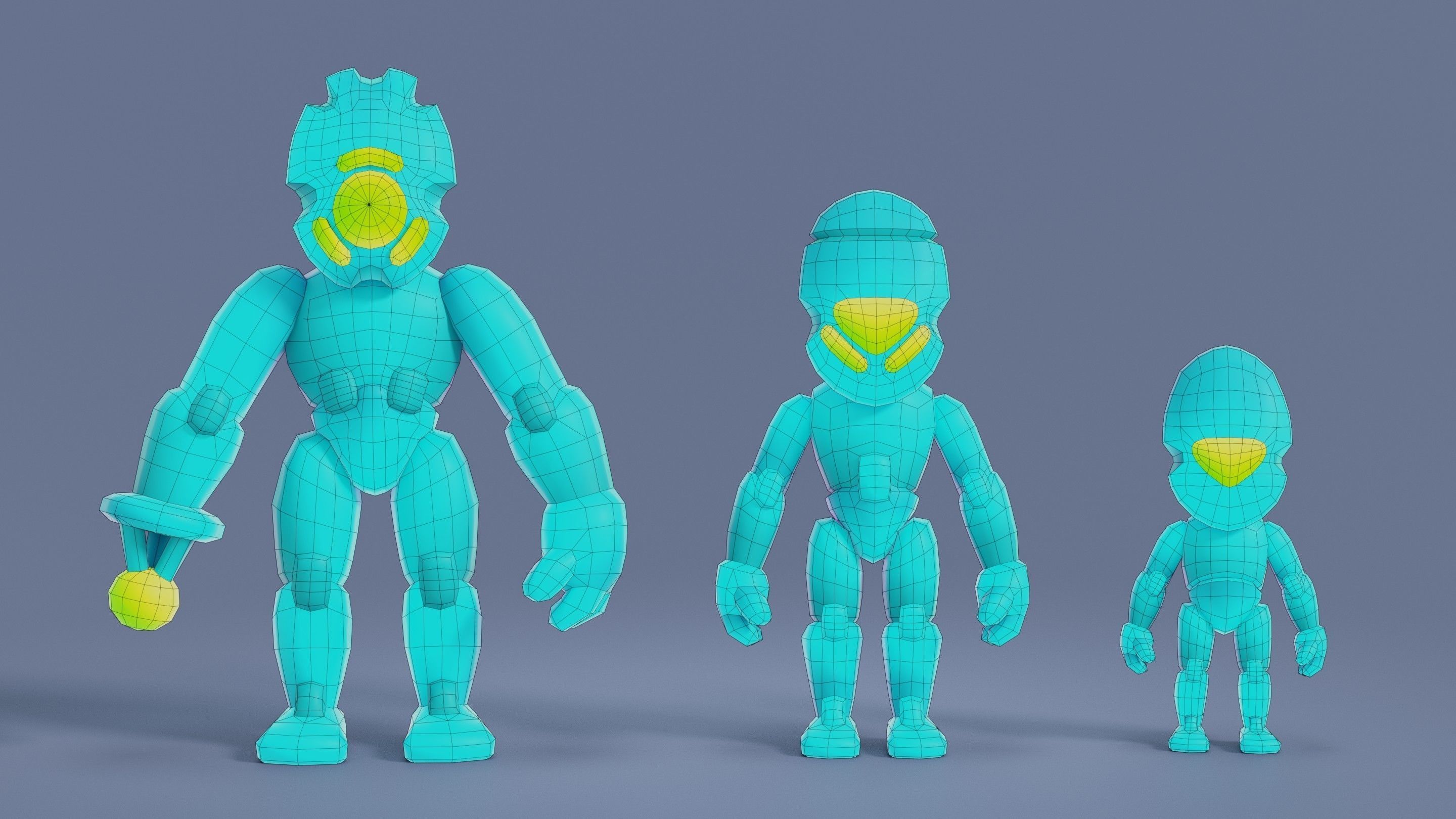 Cartoon Robots Pack 02 Low-poly 3D model_71