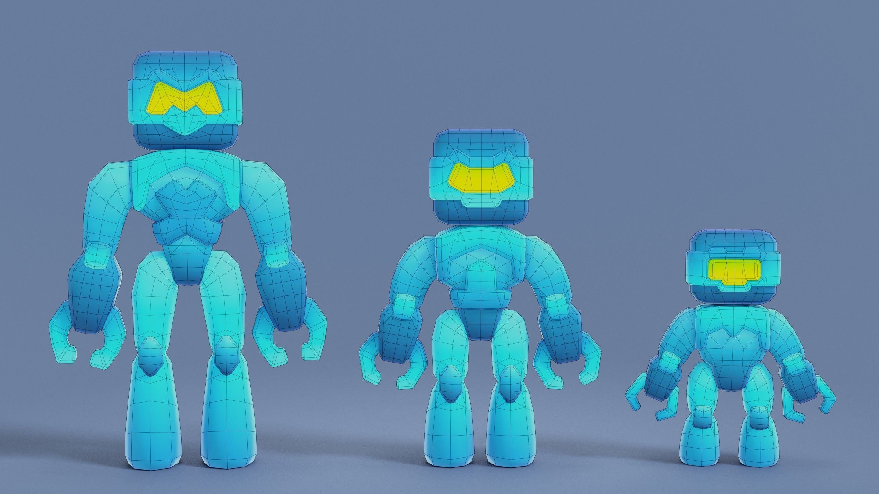 Cartoon Robots Pack 02 Low-poly 3D model_34