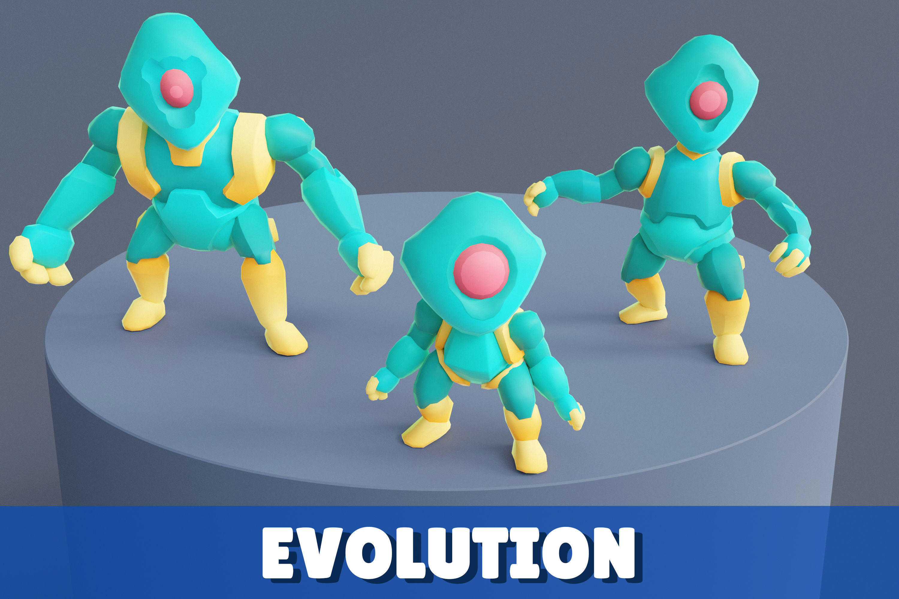 Cartoon Robots Pack 02 Low-poly 3D model_9