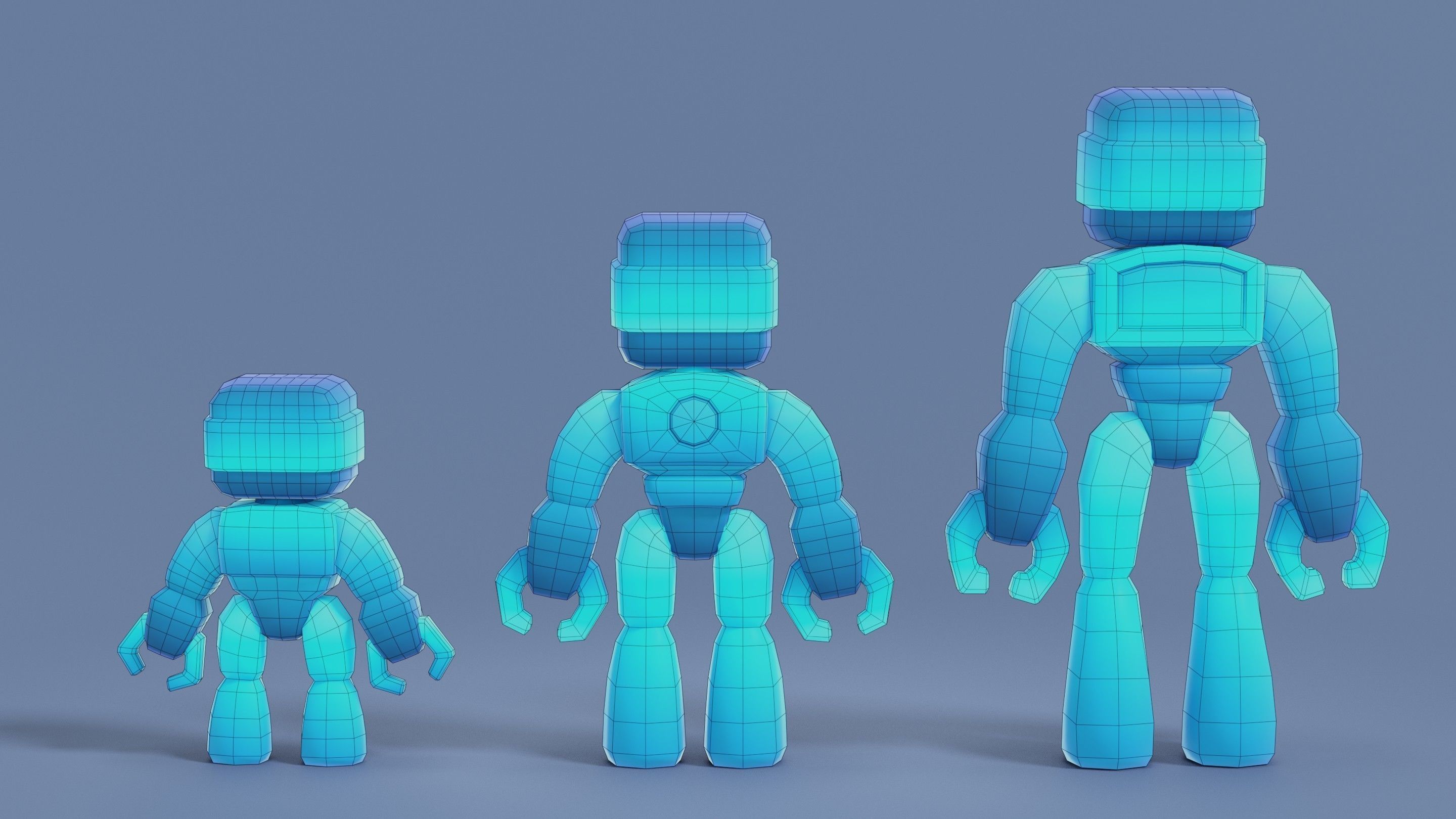 Cartoon Robots Pack 02 Low-poly 3D model_36