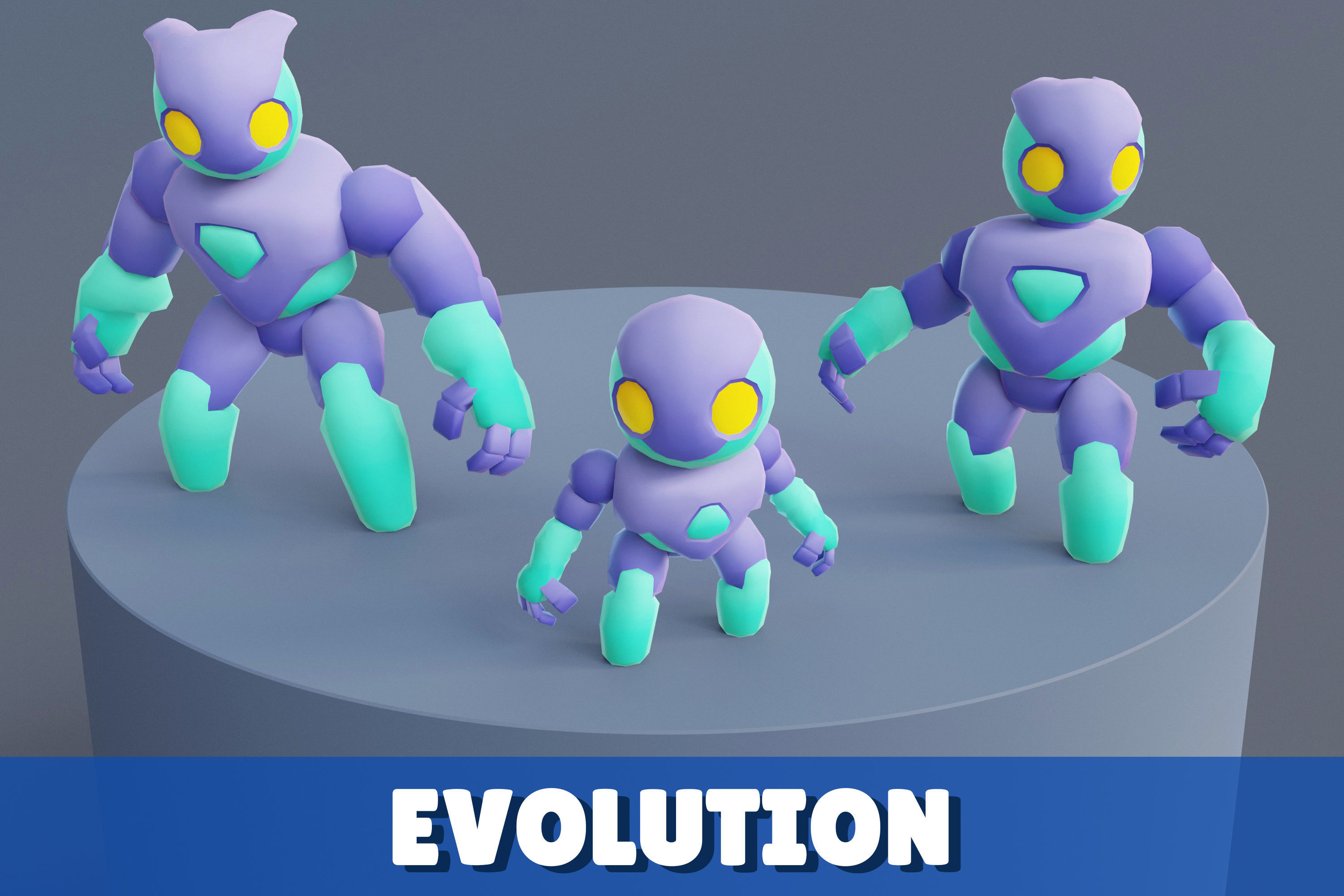 Cartoon Robots Pack 02 Low-poly 3D model_7