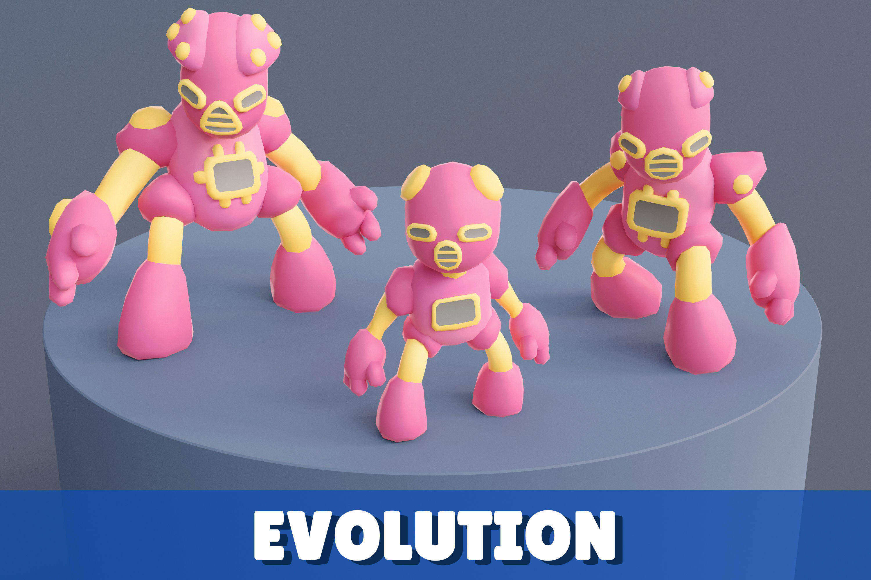 Cartoon Robots Pack 02 Low-poly 3D model_10