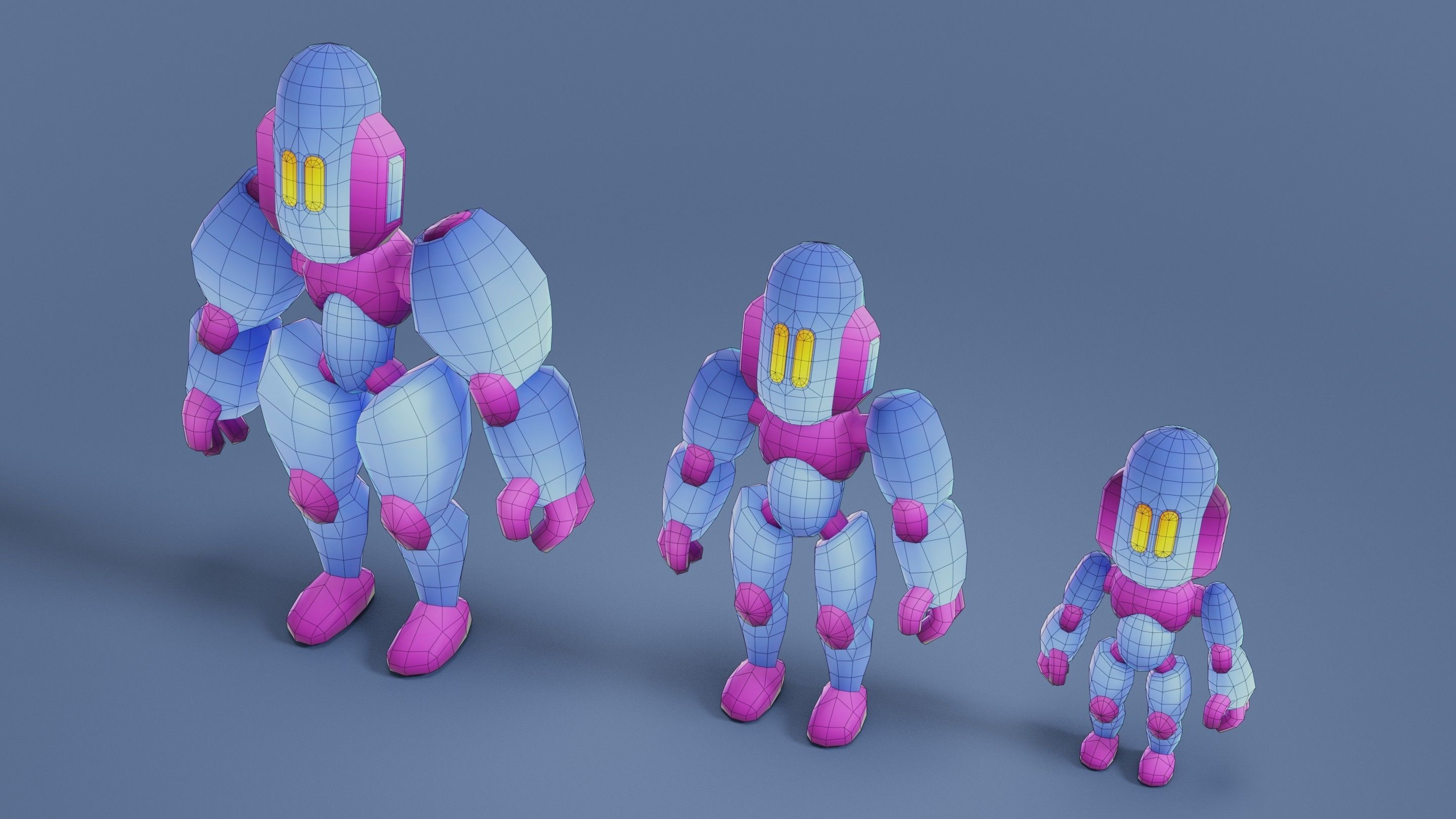 Cartoon Robots Pack 02 Low-poly 3D model_26