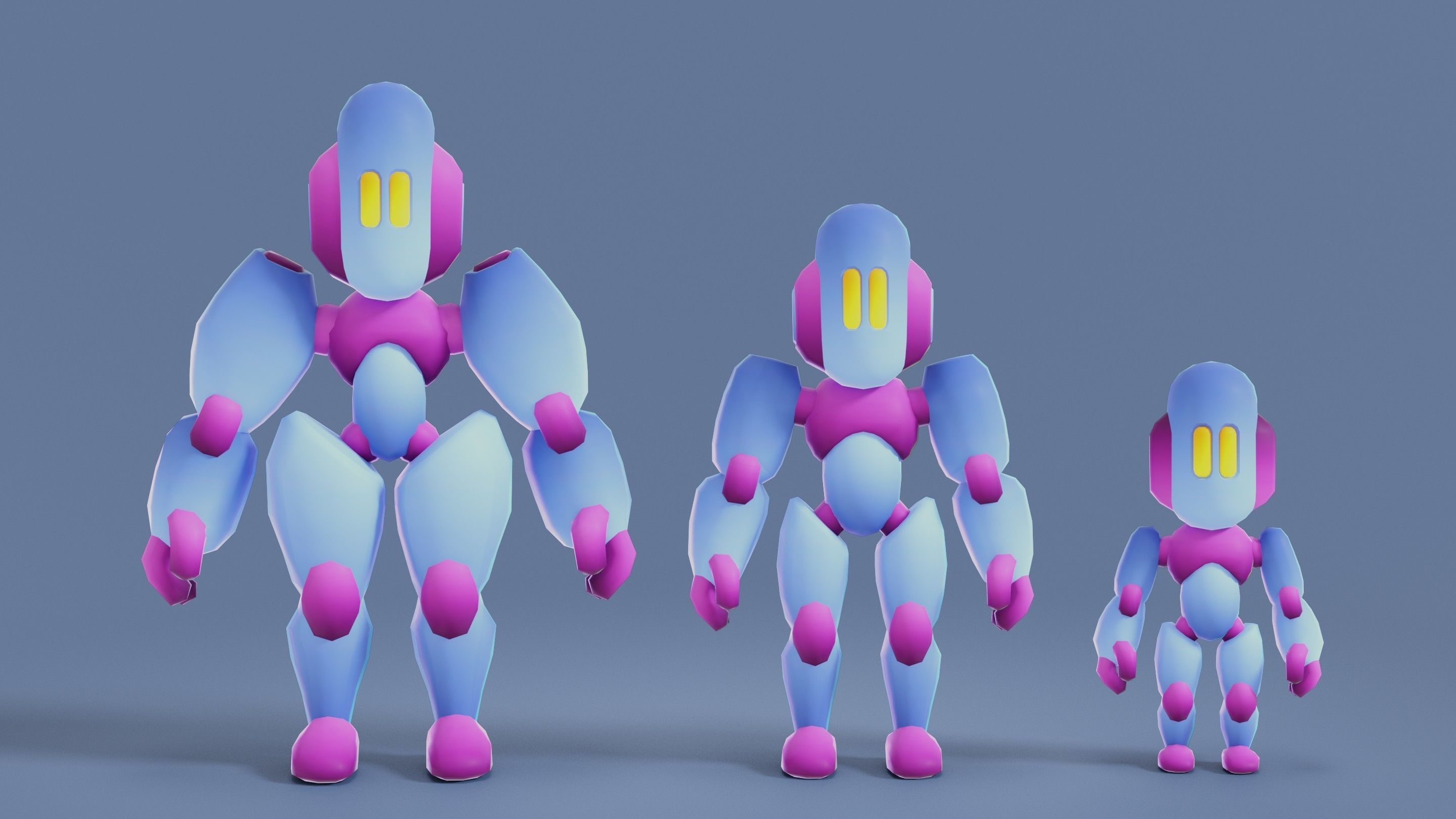 Cartoon Robots Pack 02 Low-poly 3D model_27