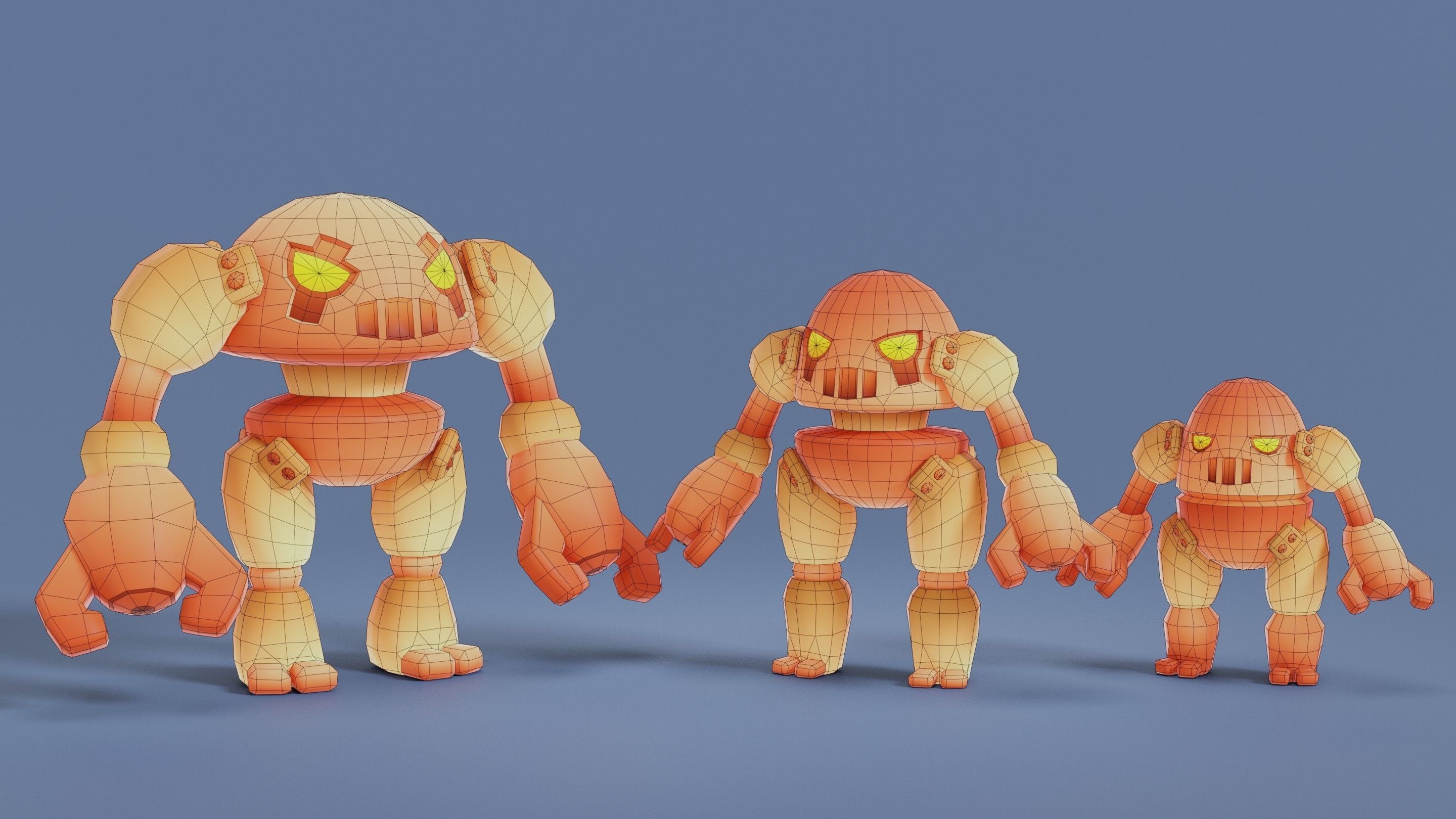 Cartoon Robots Pack 02 Low-poly 3D model_16